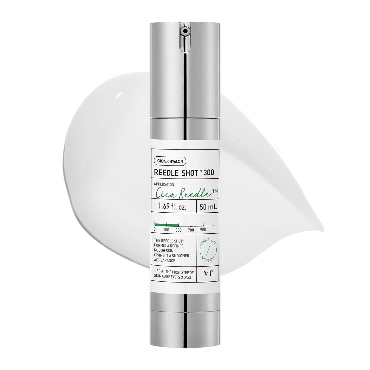 vt cosmetics cica reedle shot 300, 1.69fl oz, microneedling serum, korean skin booster with centella asiatica and hyaluronic acid