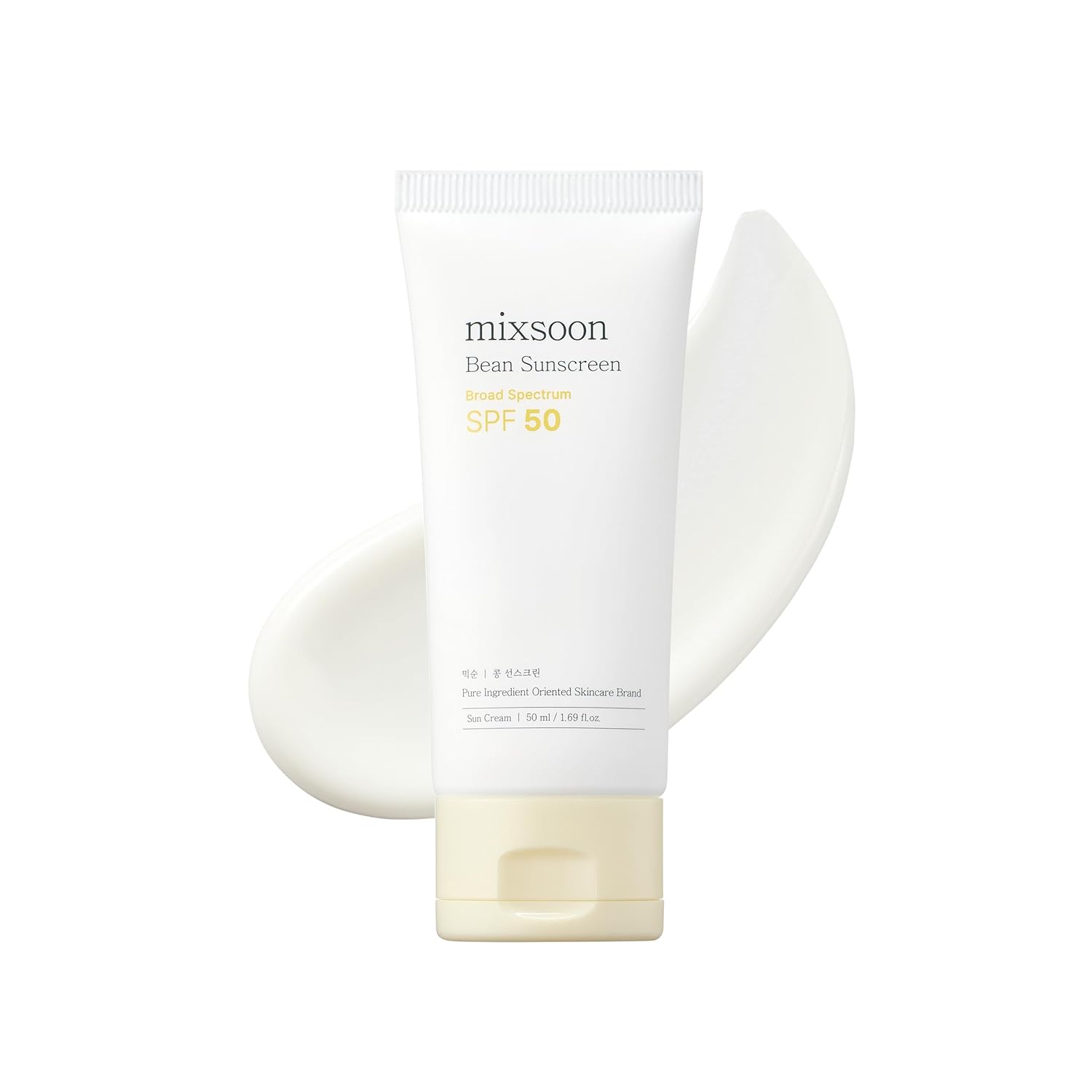 mixsoon bean sunscreen 1.69 fl. oz. spf 50 lightweight no white cast korean glass skin care