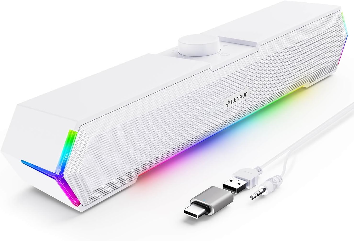 lenrue g11 computer speakers with clear sound and touch lights for pc desktop laptop monitor