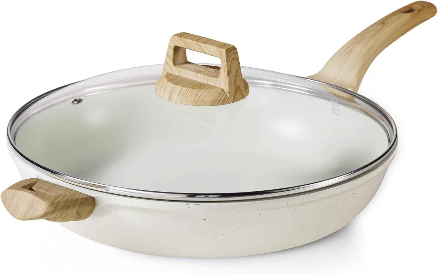 CAROTE Non Stick Frying Pan Skillet, Nonstick Granite Fry Pan with Glass Lid, Egg Pan Omelet Pans, Stone Cookware Chef's Pan, PFOA Free (Classic Granite, 10-Inch)