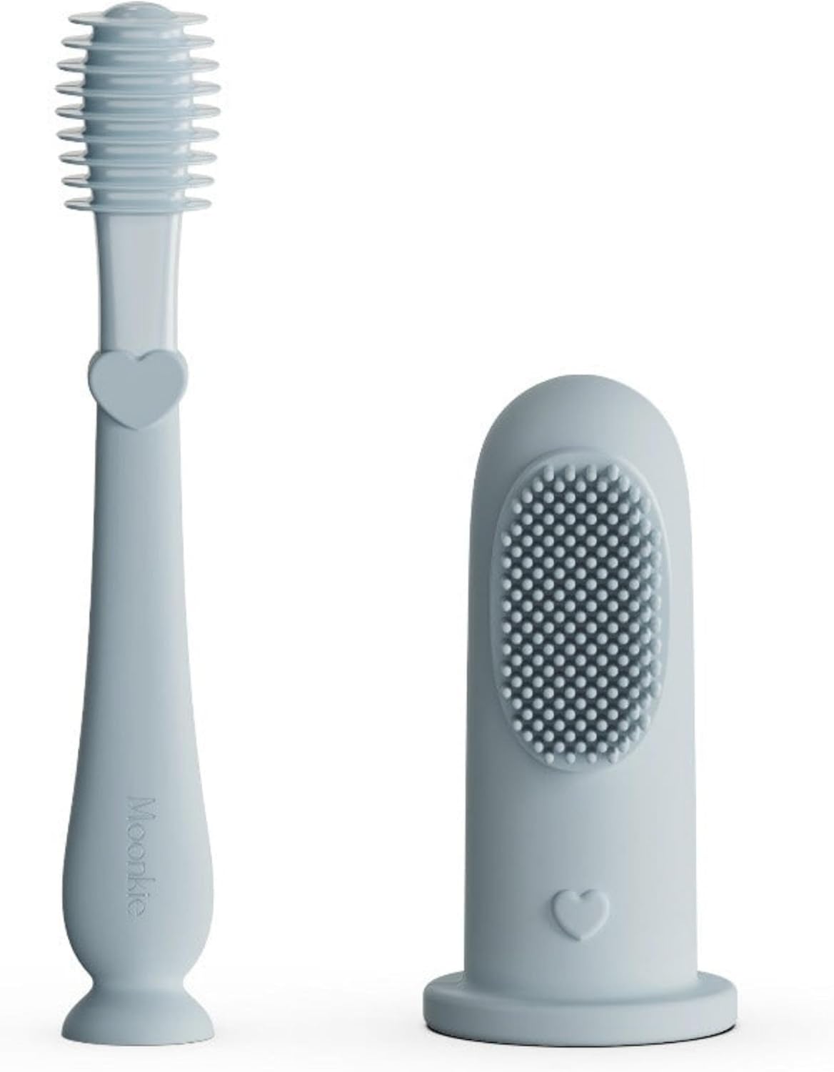 Moonkie Baby Finger Toothbrush Tongue Oral Cleaner Kit for 3 Months +, 3 Pcs, Blush/Pale Mauve/Blush Soft Touch Design