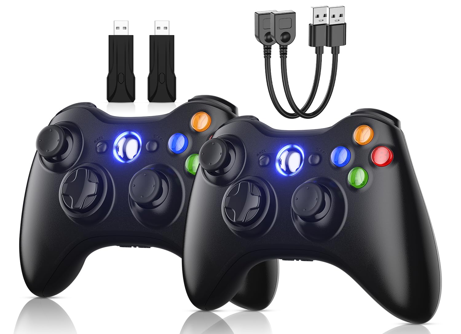 Gamrombo Xbox 360 2 Pack Wireless Controller Replacement for 360 & Slim with Windows PC Compatibility
