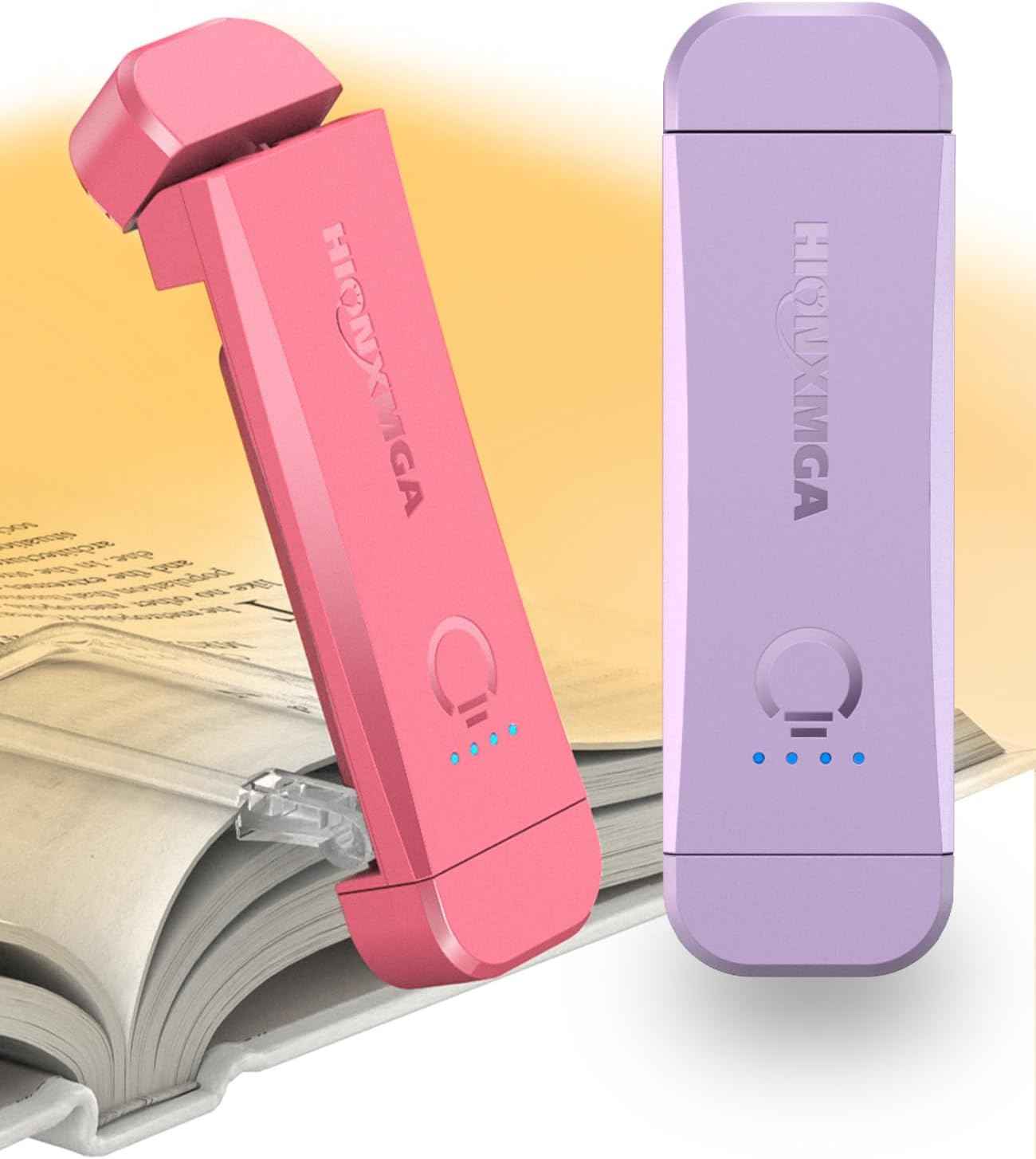 Book Reading Light,Silent Touch Lamp for in Bed,Rechargeable Clip on Booklight with 3 Amber Colors & Precise Dimming Night Reading,Best Gift Lovers,Kids,Pink,(SD-10)