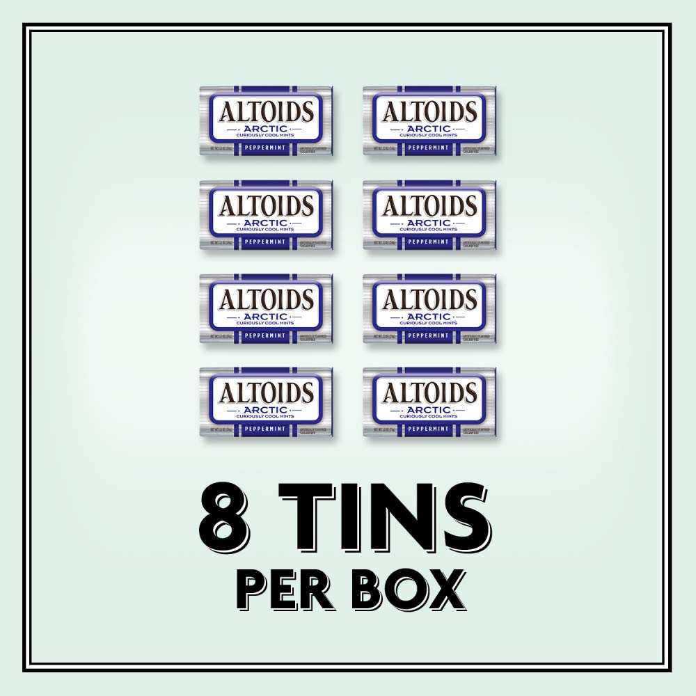 altoids arctic peppermint breath mints sugar free 1.2 oz tin pack of 8