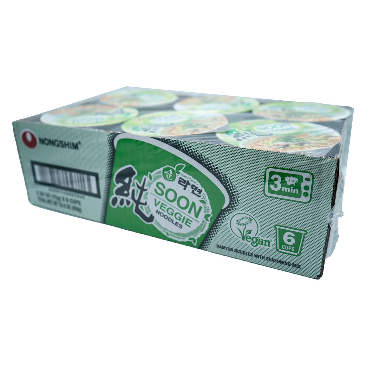 Nongshim Soon Cup Noodle Soup Veggie 2.6 Ounce Pack of 6, vegan, microwaveable, value pack