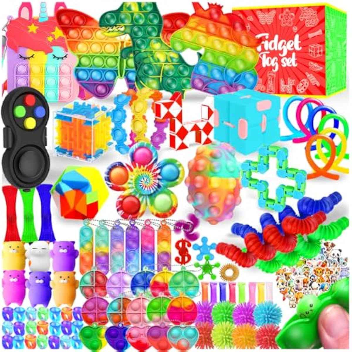 Fidget Toys, 126 Pack Party Favors for Kids 8-12 4-8, Sensory Toys Bulk Autism Autistic, Treasure Box Toys for Classroom, Stocking Stuffers, Goodie Bag Stuffers, Christmas Birthday Gifts Prizes
