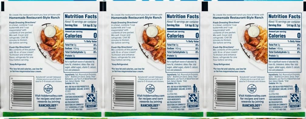 Hidden Valley Gluten-Free Buttermilk Ranch Salad Dressing & Seasoning Mix Pack of 3