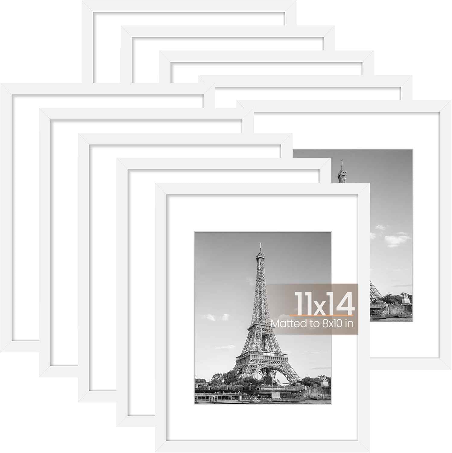 upsimples 5x7 Picture Frame Set of 10, Display Pictures 4x6 with Mat or 5x7 Without, Multi Photo Frames Collage for Wall or Tabletop Display, Black