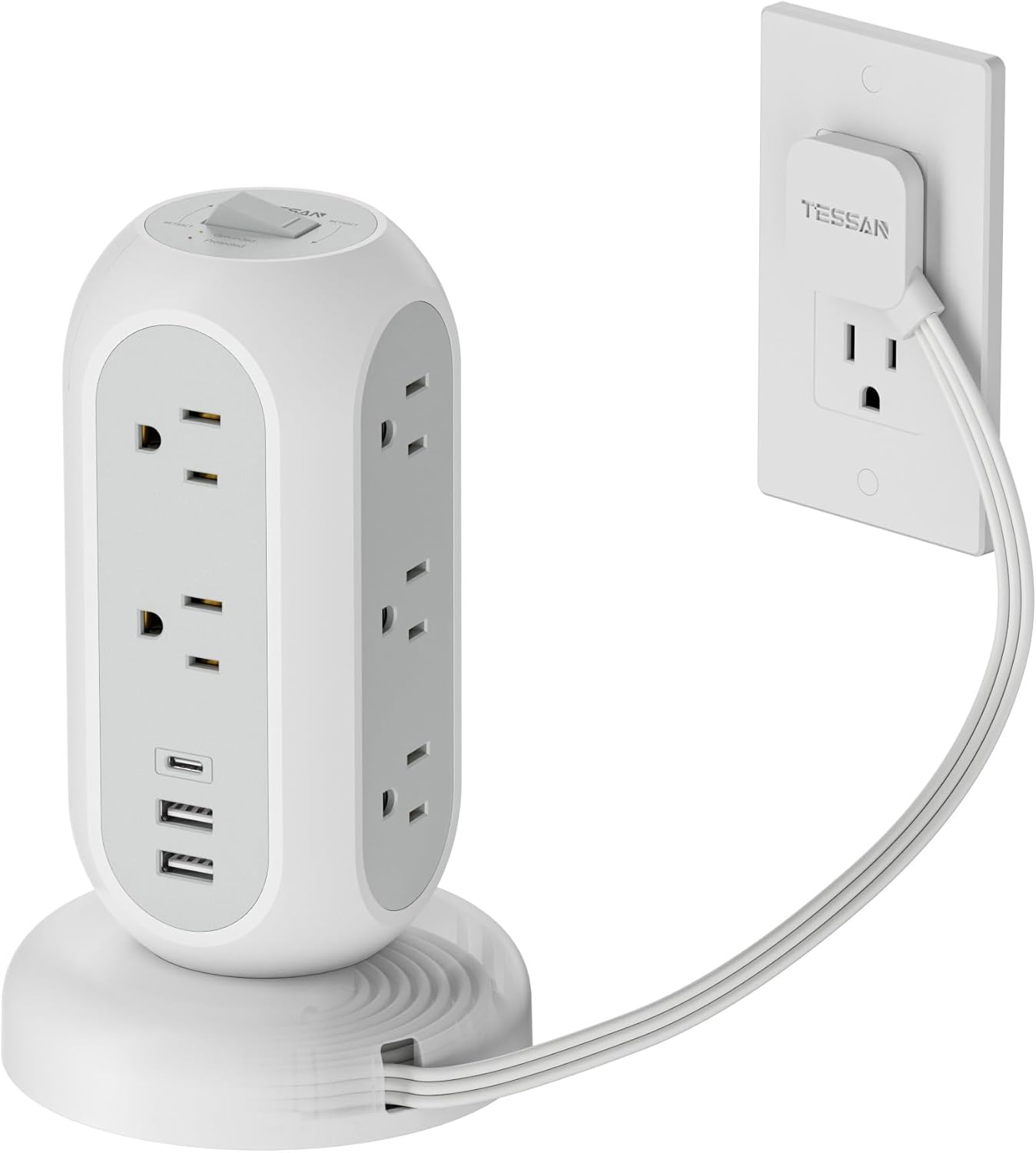 tessan 11 outlet power strip with 3 usb 1 usb c 1625w surge protector 6 feet extension cord