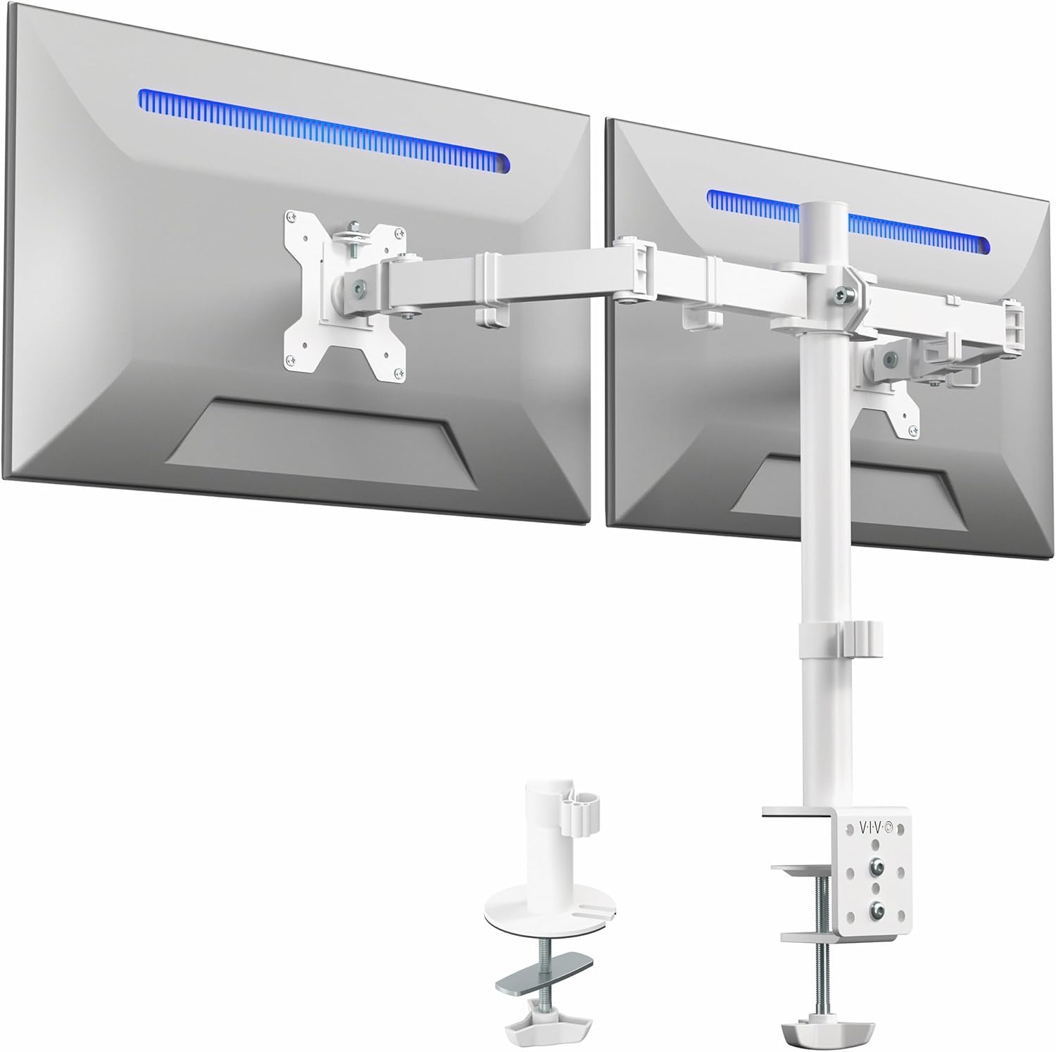 vivo dual monitor desk mount heavy duty fully adjustable steel stand black