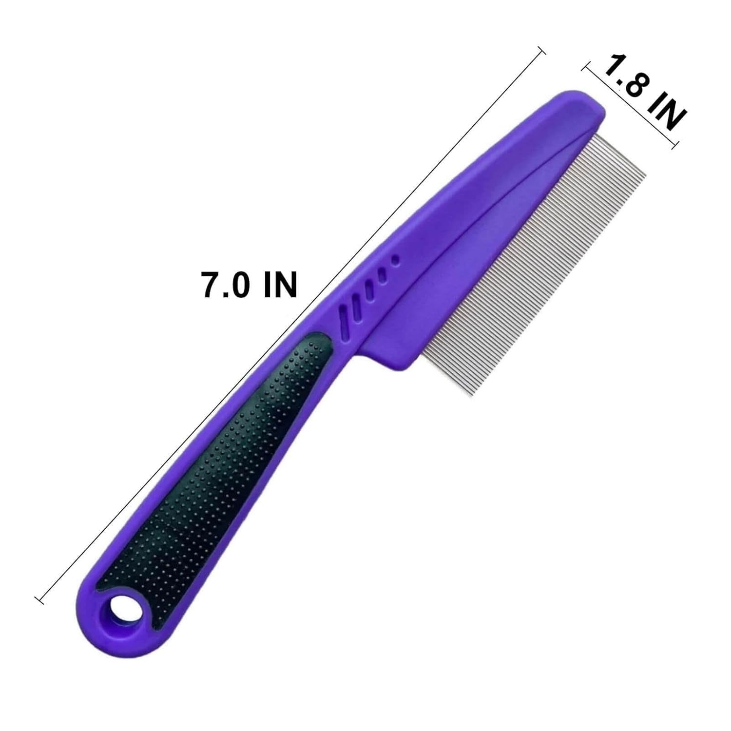 yumflan flea comb with rubber handle for dogs and cats purple