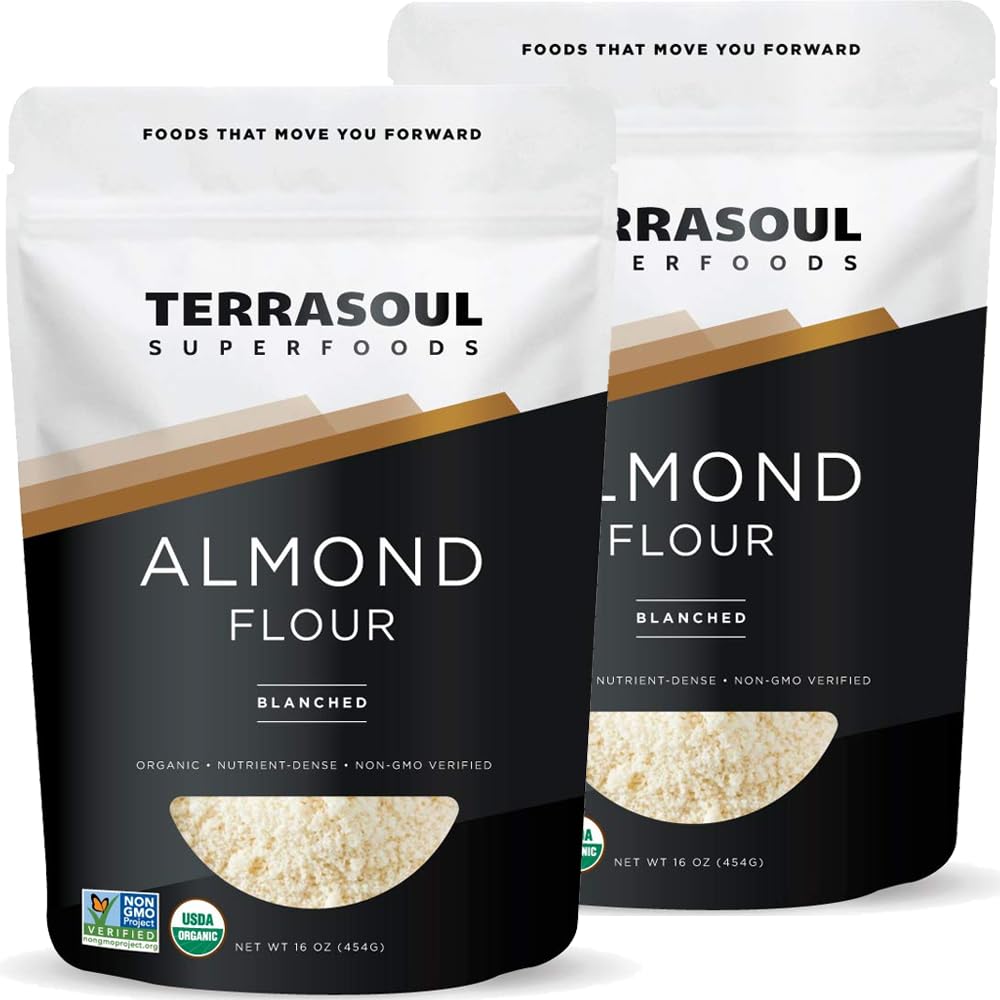 Terrasoul Superfoods organic almond flour pack of 2, 2 lbs each, grain-free, gluten-free, keto baking