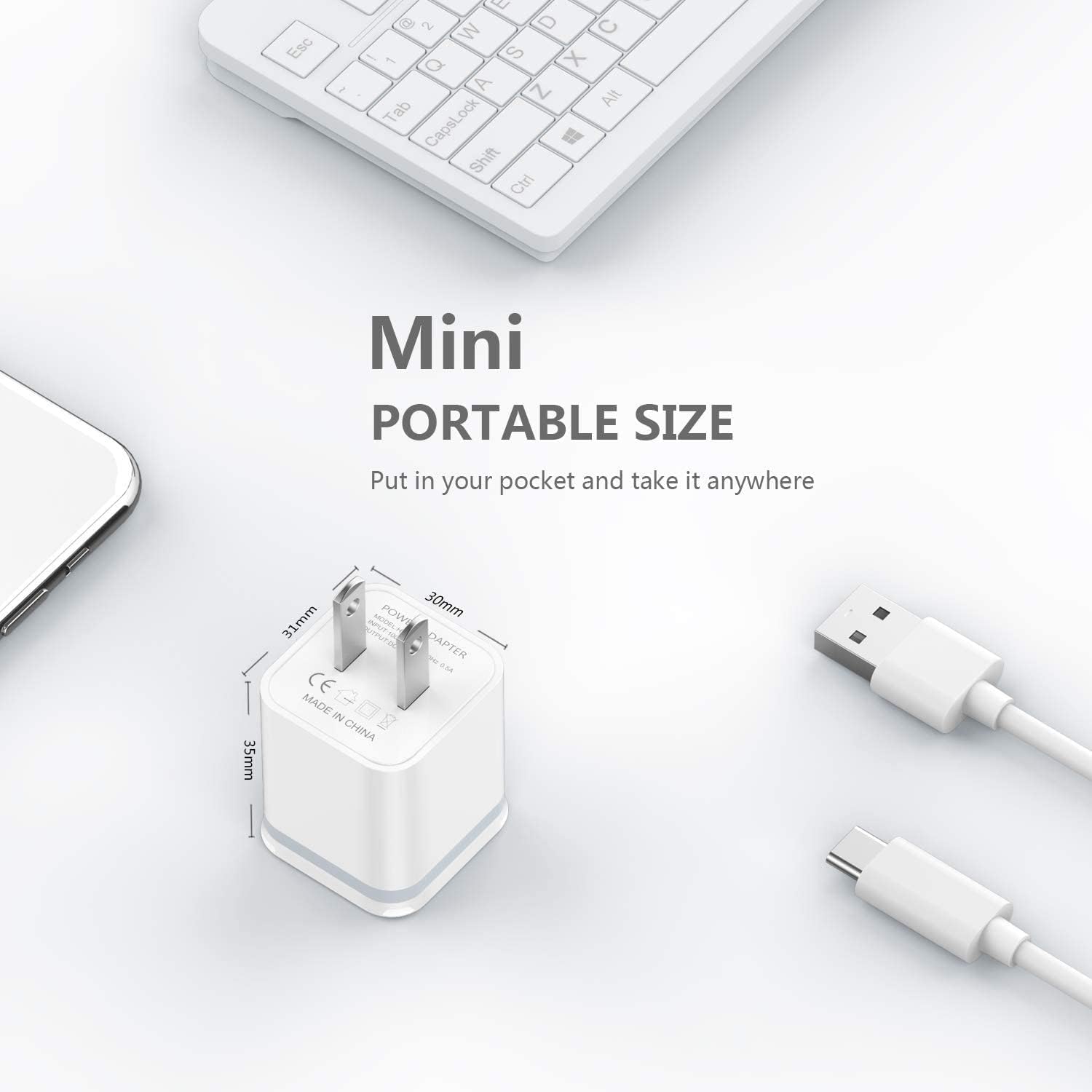 LUOATIP 3-Pack 2.1A 5V Dual Port Cube Power Adapter Plug Block for iPhone and Android Phones