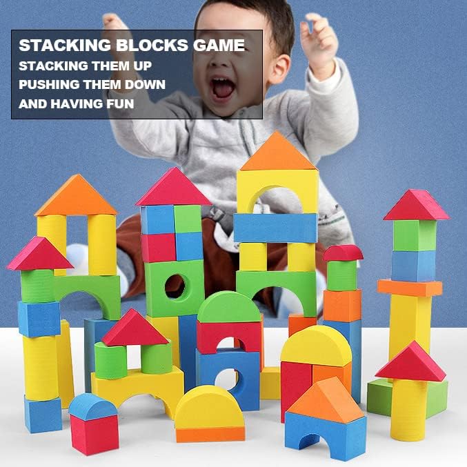 Pairez Toys Foam Building Blocks for Toddlers 2-4, 41 Pieces EVA Soft Stacking Blocks, Baby Bath Foam Toy Set, Early Learning Construction Toys & Gifts for Kids, Boys & Girls 18+ Months