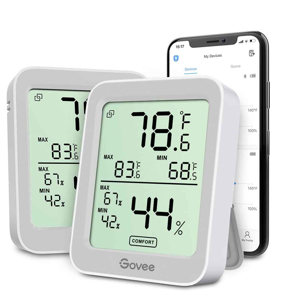 Govee Digital Hygrometer Indoor Thermometer Room H5075, Bluetooth Temperature Humidity Meter with 164ft Remote App Control, Notification Alerts, 2 Years Data Storage Export for Bedroom, Wine Cellar