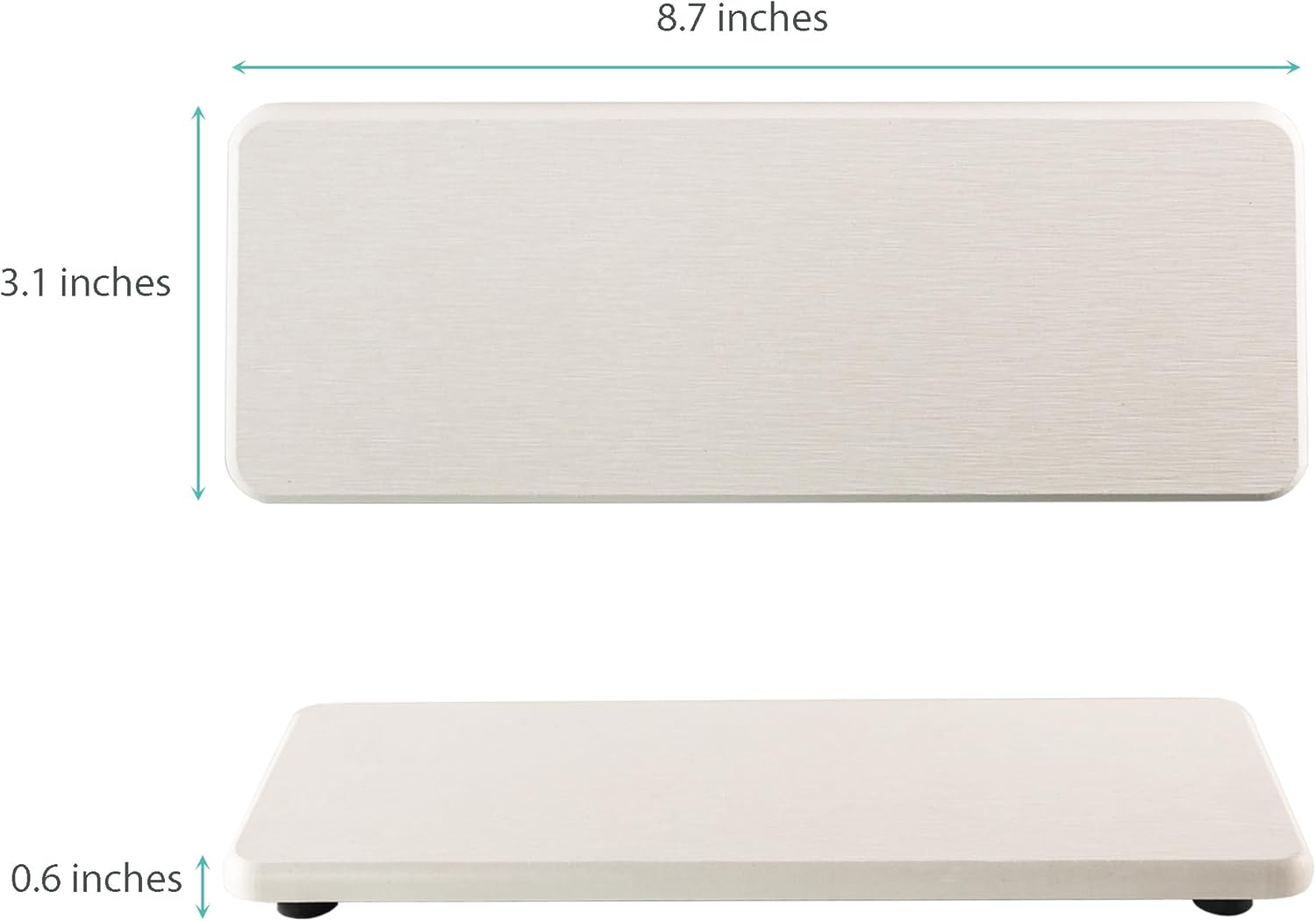 White Diatomite Trays for Kitchen and Bathroom, 3.15" W x 8.7" L, 2 PCS
