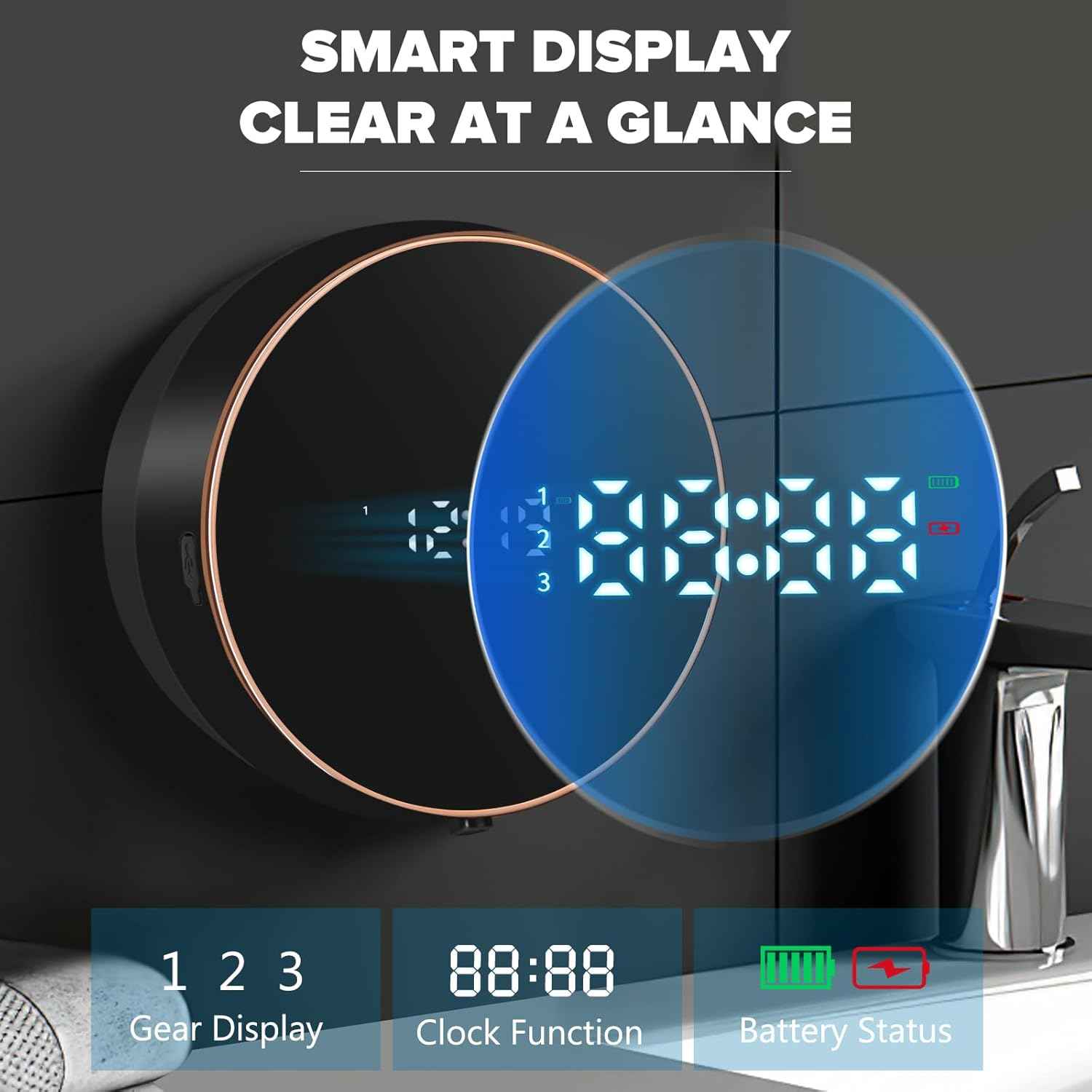Automatic Soap Dispenser Foam Bathroom: Wall Mount Rechargeable Touchless Adjustable Auto Smart Electric Plastic Black Foaming Soap Dispenser with Clock - Kitchen - Hand Dish Lotion Couple Kids