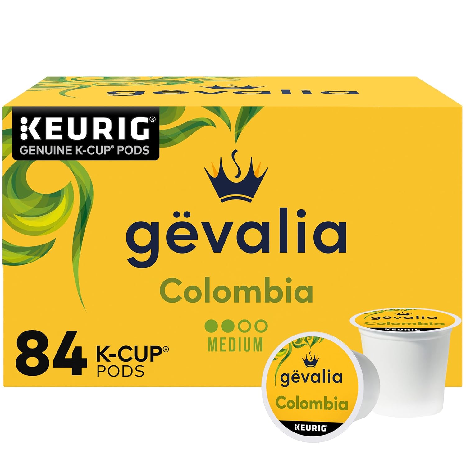 Gevalia Colombia Medium Roast K-Cup Coffee Pods, 84 ct Box, Keto and Low Carb Friendly