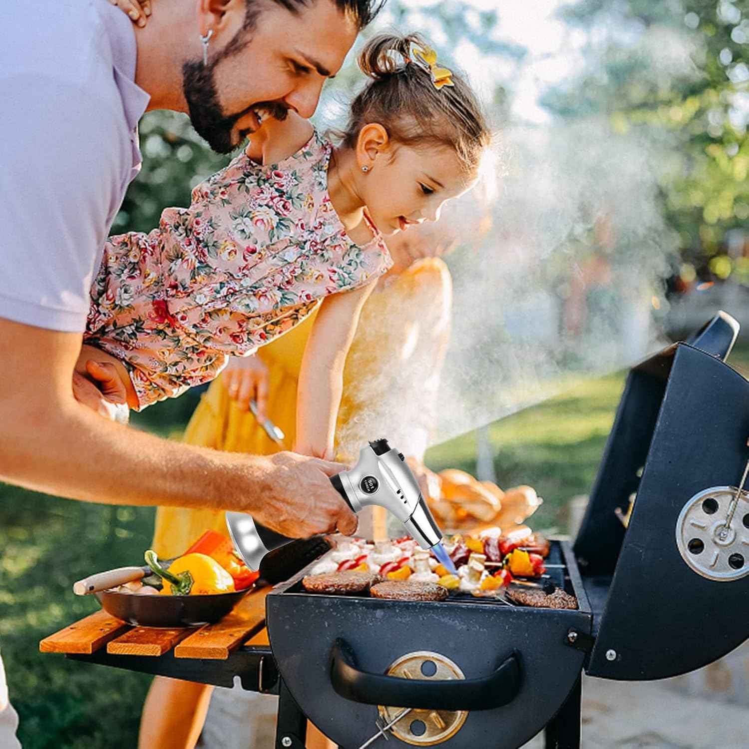 TBTEEK Butane Torch, Kitchen Torch Cooking Torch with Safety Lock & Adjustable Flame for Cooking, BBQ, Baking, Brulee, Creme, DIY Soldering(Butane Not Included)