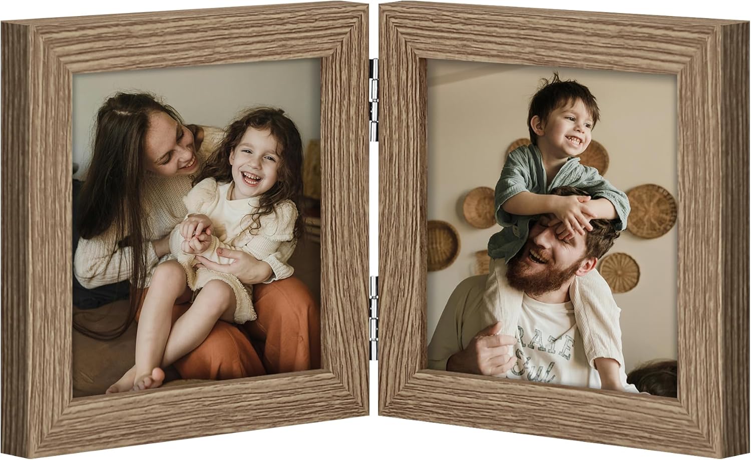 decorUhome double 4x6 picture frame vertical engineered wood bifold photo frame with plexiglass tabletop display black