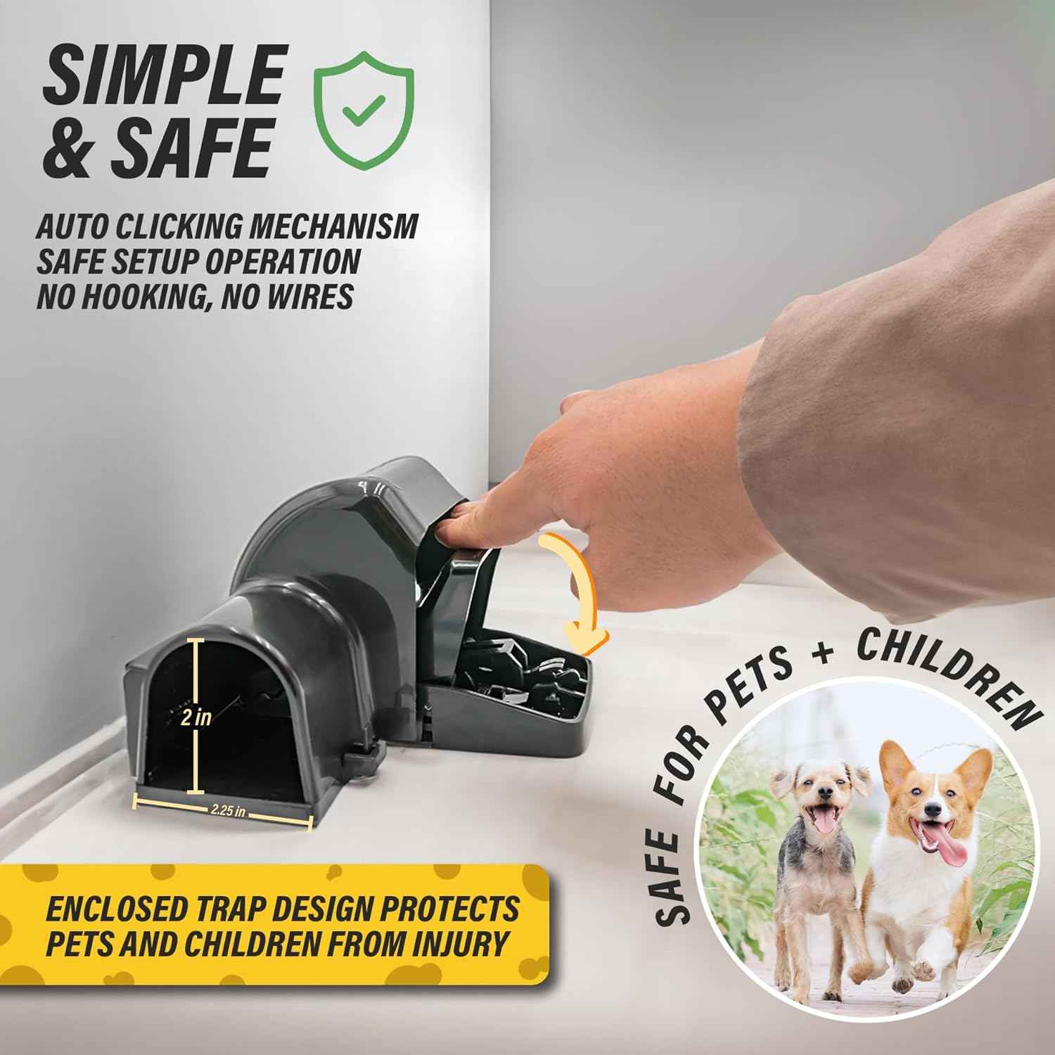 Rat and Chipmunk Traps. Prevents Accidental Triggering with Dual Tunneled Design. Covered Snap Traps for Humane Kill, Reusable, Pest Control for Rats, Indoor & Outdoor Use. 2 Pack
