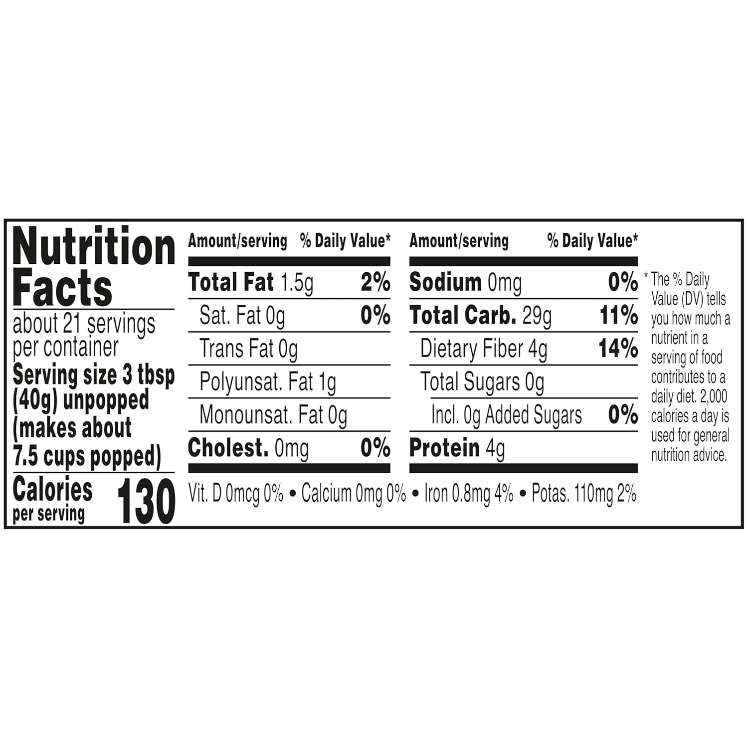 orville redenbacher's gourmet popcorn kernels original yellow 30 oz jar 4g fiber per serving