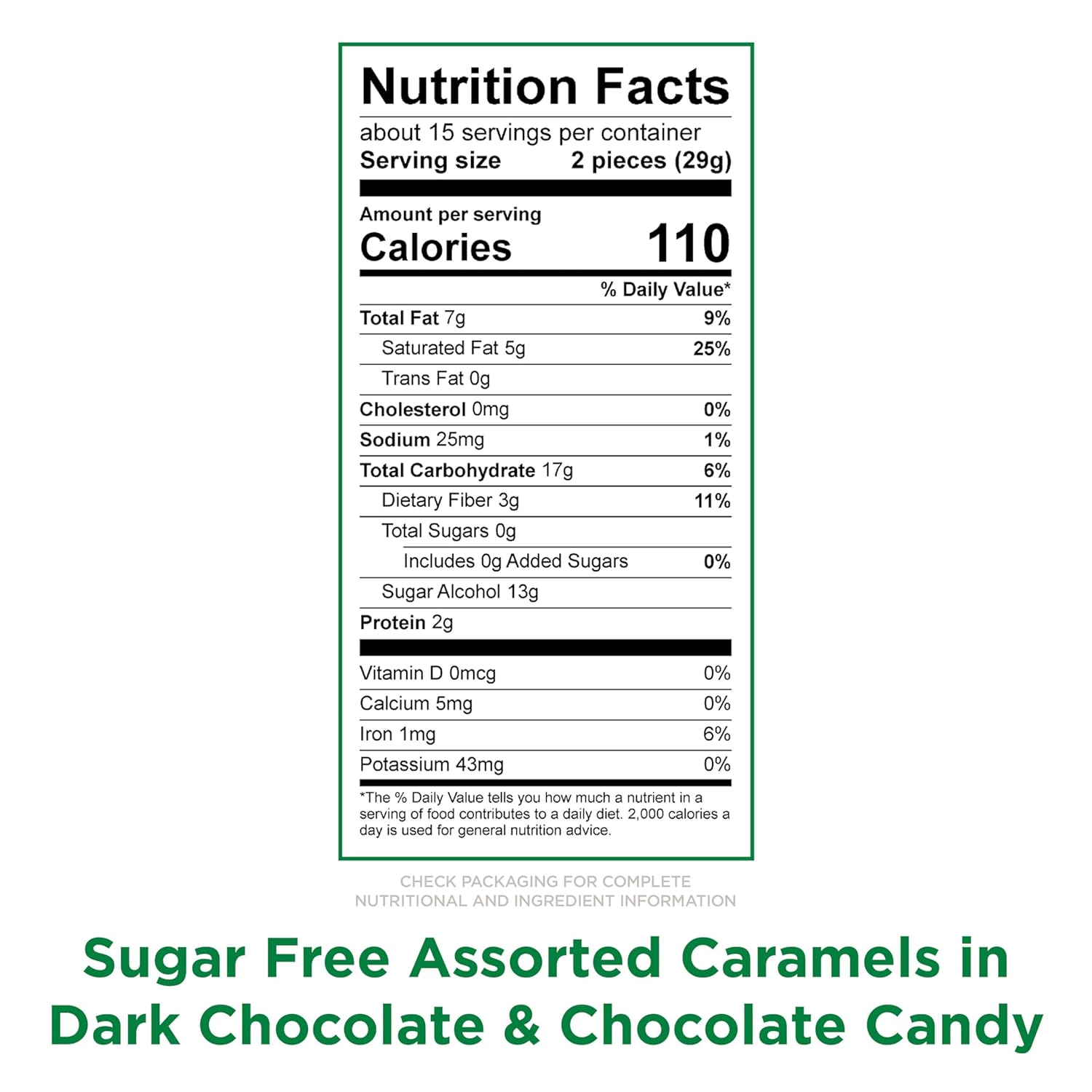 russell stover sugar free assorted caramels in chocolate, 15.3 oz. bag, made with stevia extract, no added sugar