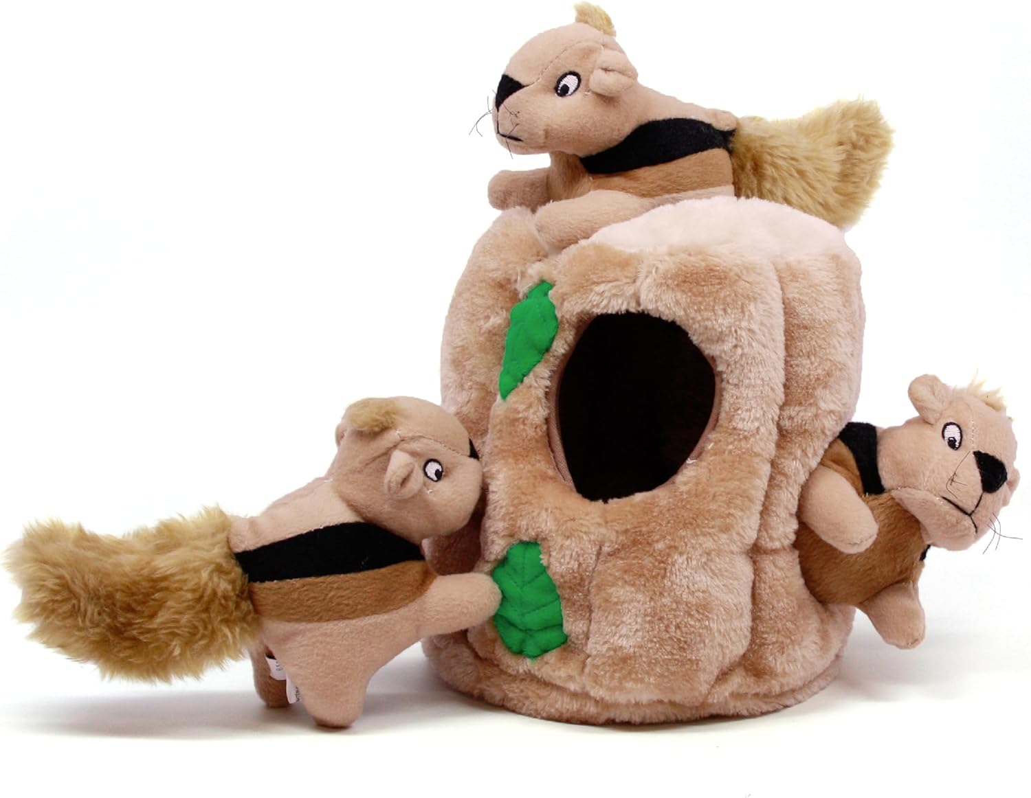 outward hound hide-a-squirrel dog toy small plush puzzle 2-in-1 interactive squeaky
