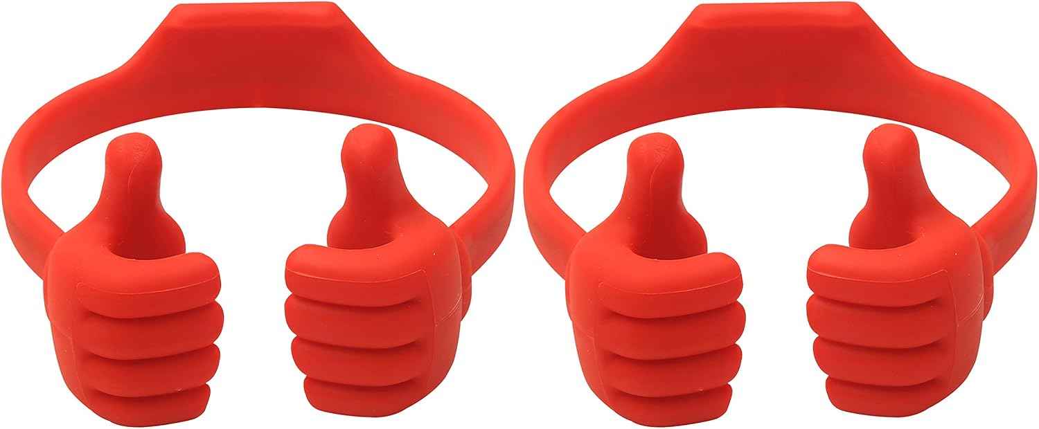 HONSKY Thumbs-Up Phone Stand for Tablets, E-Readers and Smart Phones – Green/Purple – 2 Count