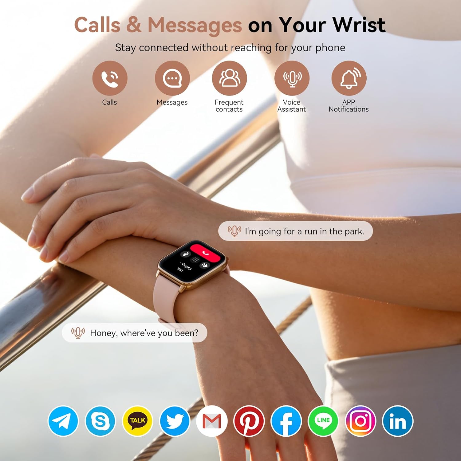 Smart Watches for Men Women, 1.85" HD Touch Screen Fitness Tracker with Bluetooth Calling & Alexa, IP68 Waterproof, 120 Sports Modes, Heart Rate Sleep Monitor, 7 Days Battery for iOS Android (Pink)