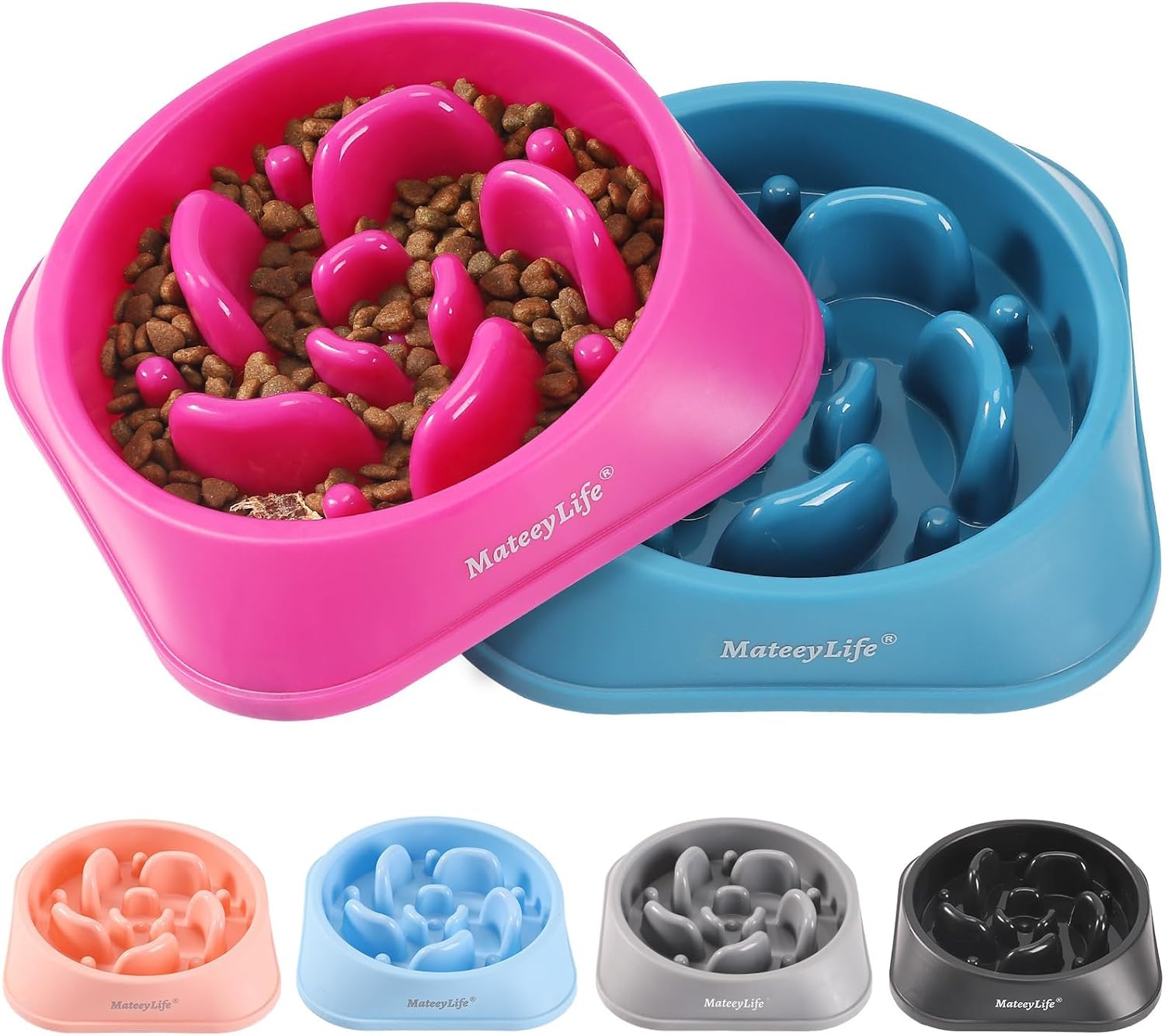 MateeyLife slow feeder dog bowls, 2PCS, anti-choking puzzle dog food bowls, anti-slip interactive feeding slow down eating for medium breeds