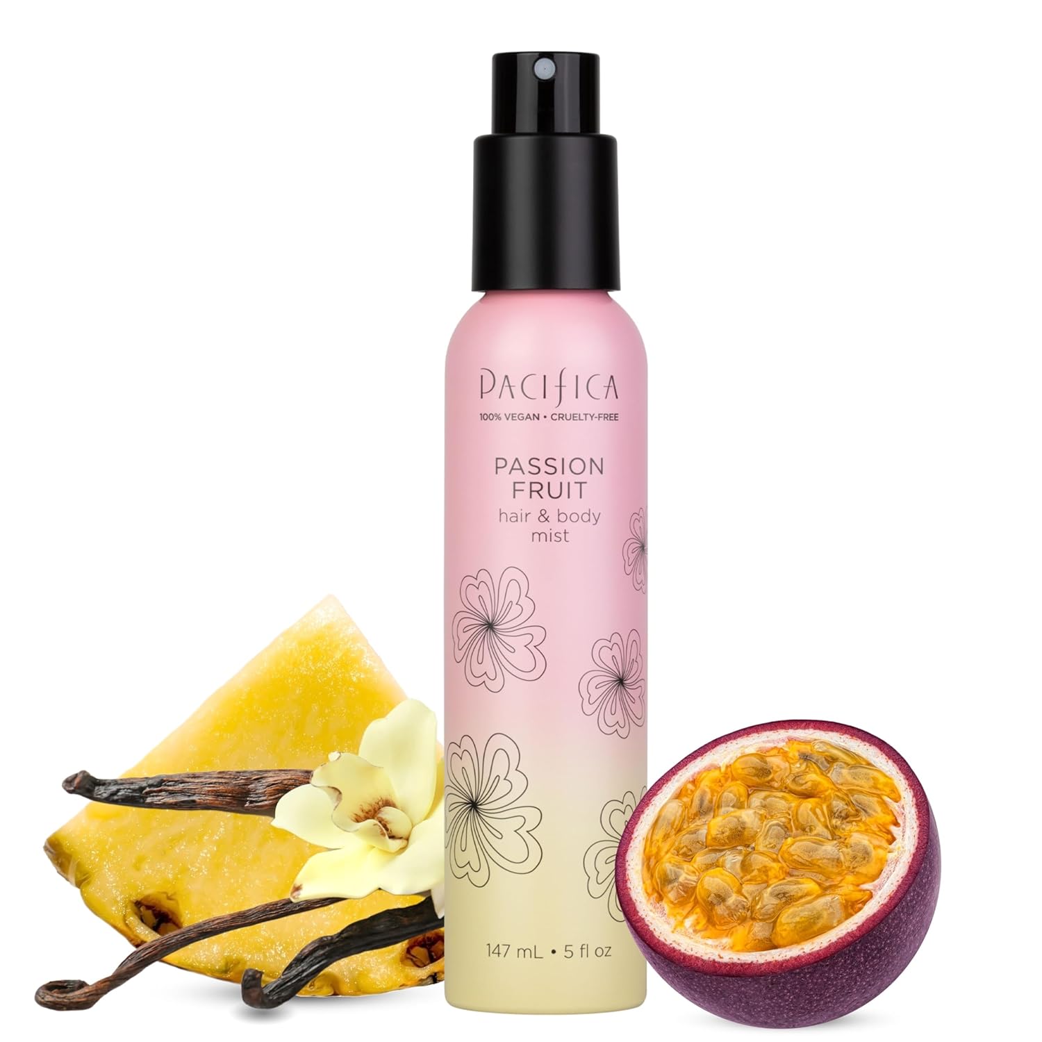 pacificas island vanilla 6oz hair and body mist, paraben-free, no alcohol, vegan and cruelty-free for women