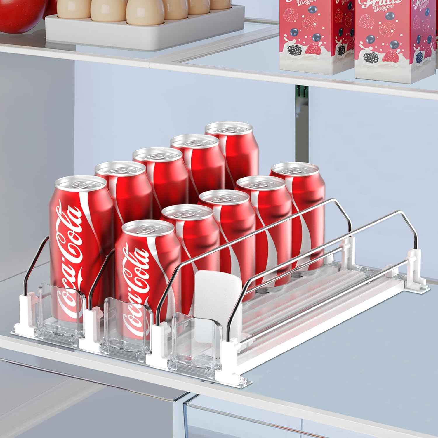 Drink Organizer for Fridge,Self Pushing Fridge Drink Organizer,Automatic Drink Dispenser for Fridge-Holds up to 25 Cans