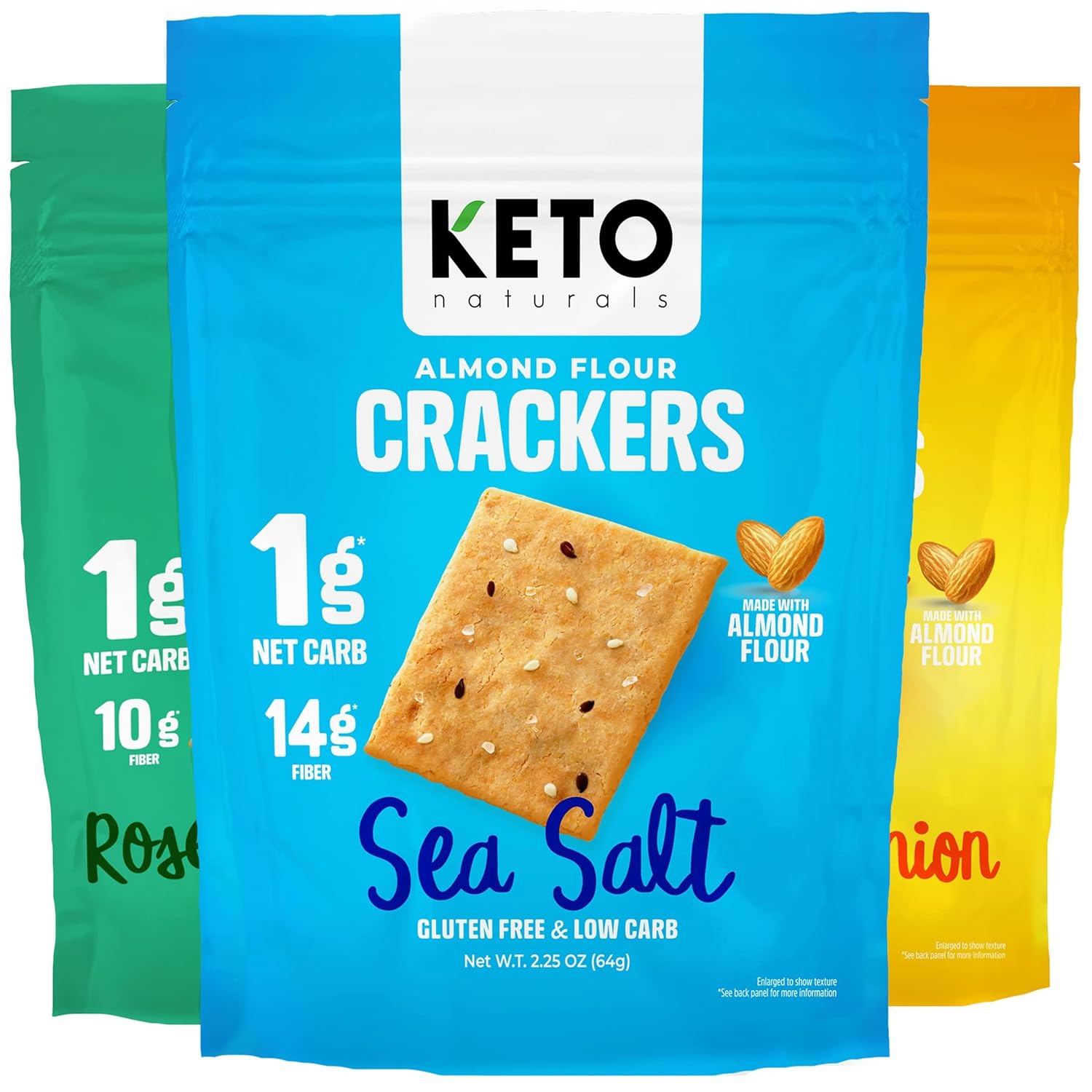 keto crackers almond flour low-carb snack variety pack sea salt cheddar cheese rosemary