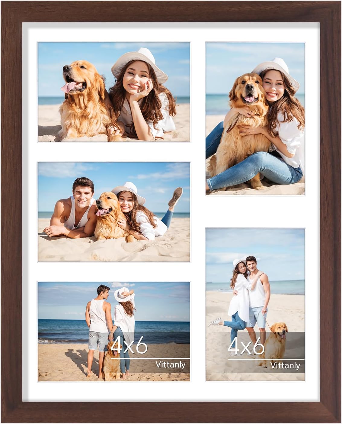Vittanly 11x14 Collage Picture Frame, Displays 5Pcs 4x6 Pictures with Mat or 1Pcs 11x14 without Mat for Wall Mounting, Picture Frames Collage Wall Decor in Black, 1 Pack
