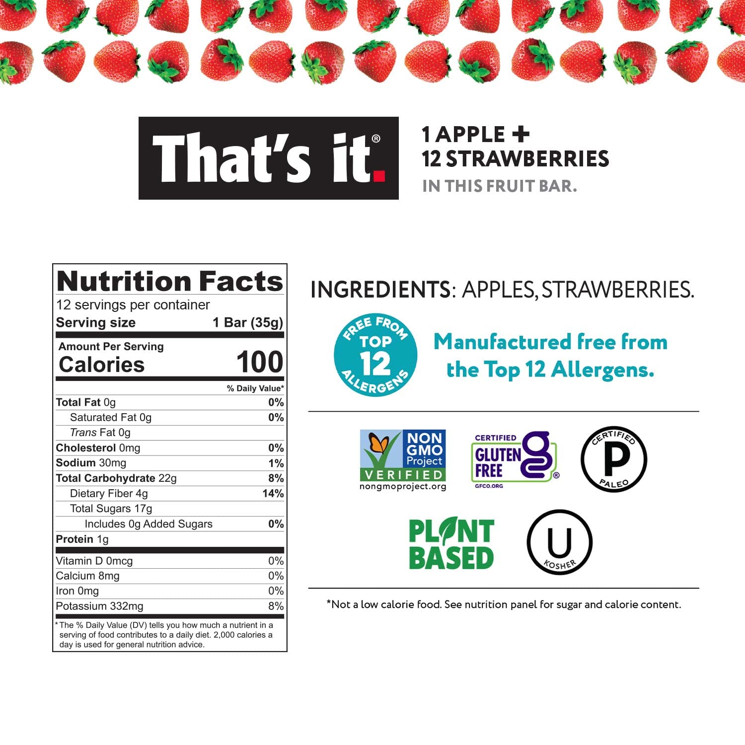 That's it. Variety Pack 100% Natural Real Fruit Bars, High Fiber Vegan Gluten Free Healthy Snacks for Adults & Paleo Children, Non GMO, No Added Sugar