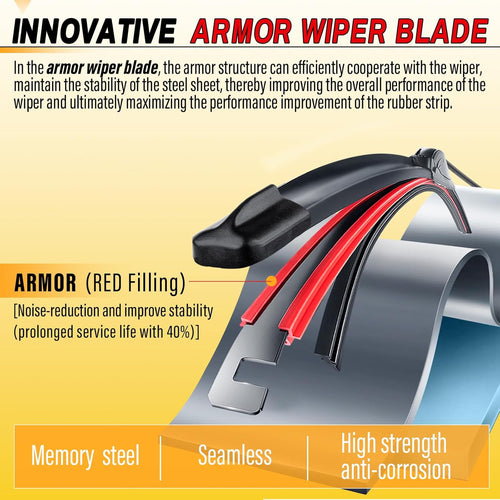 AUTOBOO 26" and 16" Windshield Wipers Blades (Pack Of 2),OEM Quality Premium All-Seasons Wiper blades,Stable and Quiet wiper blades