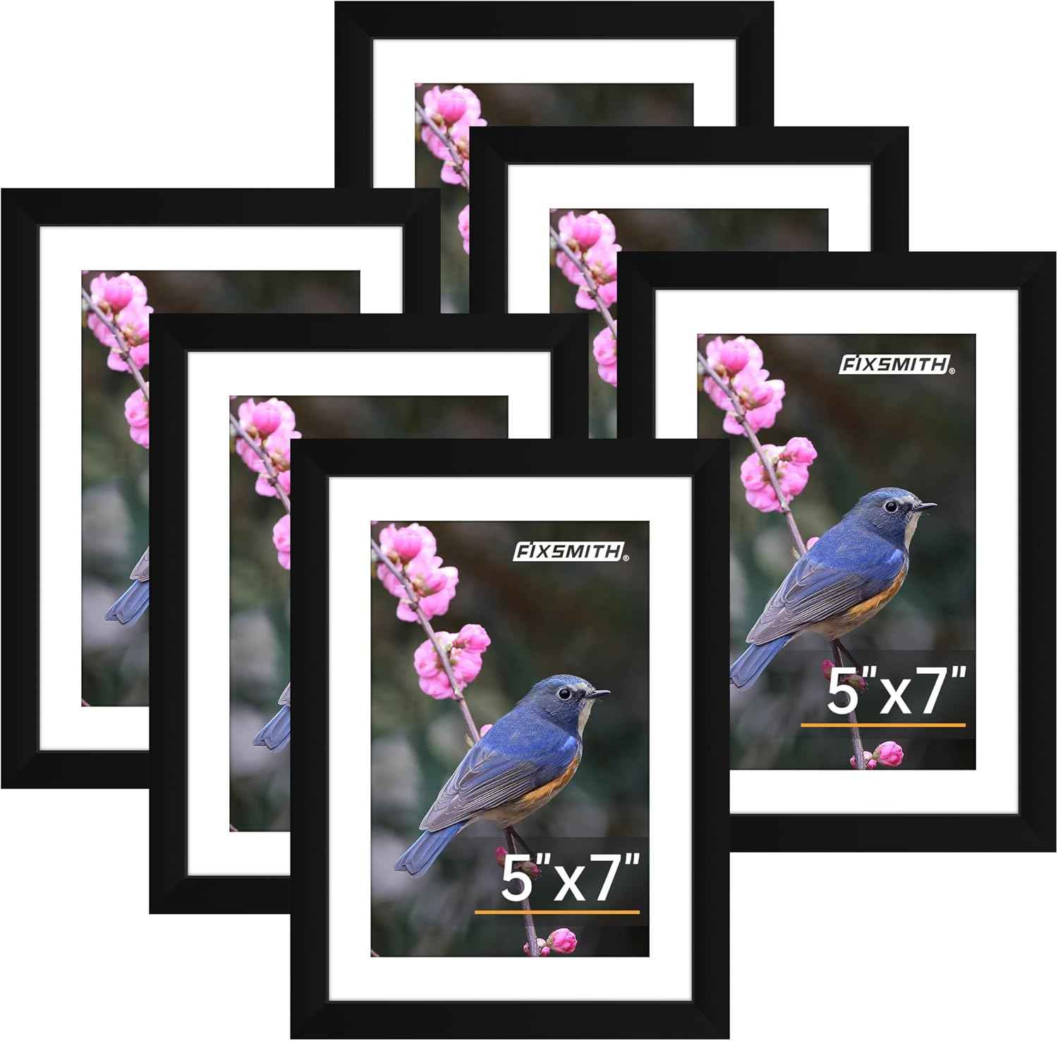 FIXSMITH 8x10 Picture Frame Set of 2, Photo Frame with HD Plexiglass, Display Pictures 5x7 with Mat or 8x10 Without Mat Multi Picture Frames Collage for Tabletop or Wall Display, Black