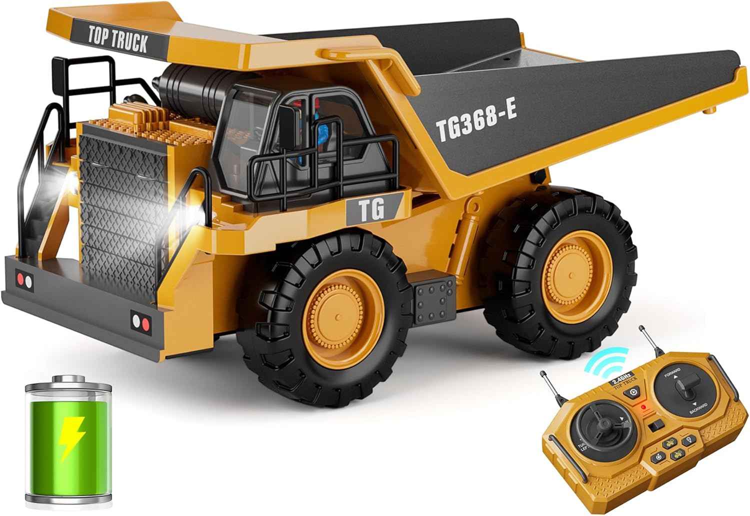 KIDMARKT Remote Control Excavator Toy for Boys | 11-Channel Metal Construction Truck with Lights, 2×1200mAh Batteries, 120-Min Playtime | RC Excavator Toys for Kids Ages 3-12, STEM Gift for Birthday