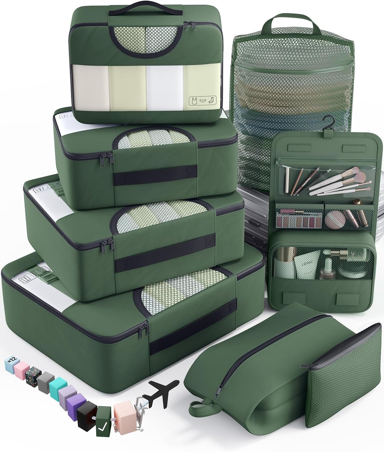vekens 8-set packing cubes nylon organizer bags for beach vacation cruise ship travel essentials suitcase