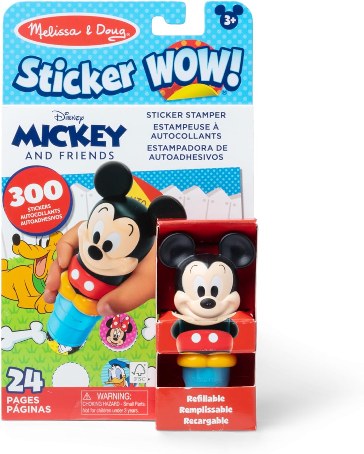 Melissa & Doug Sticker Wow!™ 24-Page Activity Pad and Sticker Stamper, 300 Stickers, Arts and Crafts Fidget Toy Collectible Character – Disney Mickey Mouse - for Kids Ages 3+ - FSC Certified