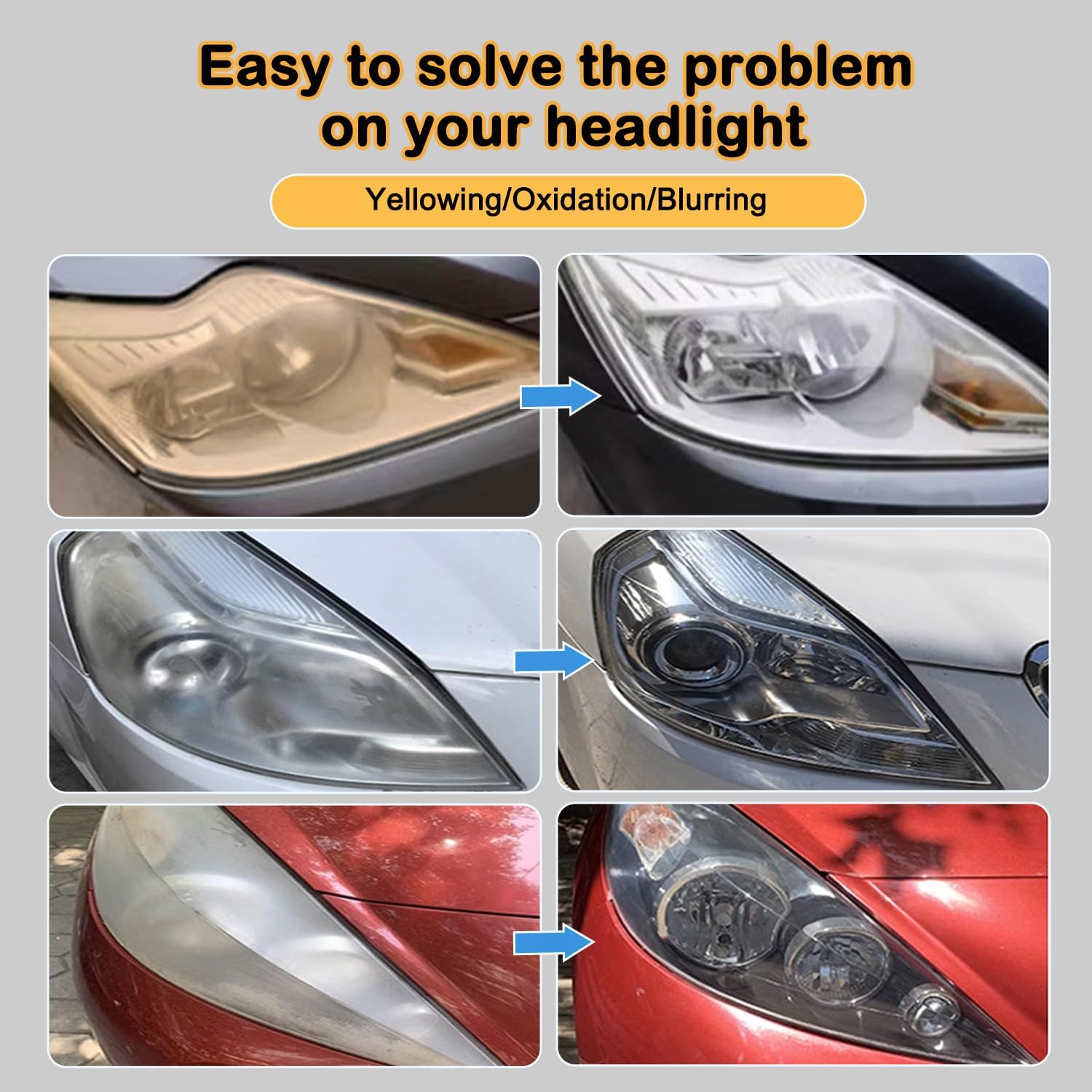 Car Headlight Restoration Polishing Kits with 6.3Fl.Oz Ceramic Coating Spray