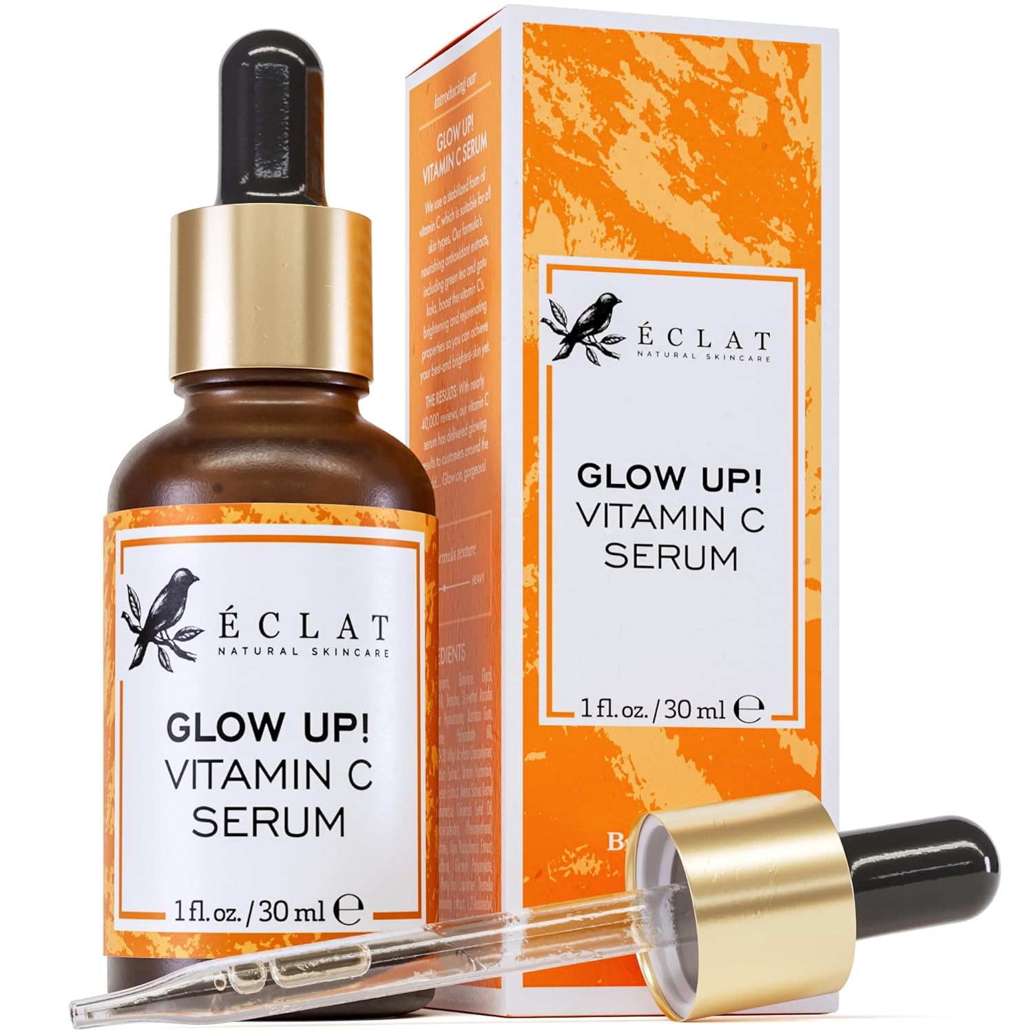 eclat skincare vitamin c serum 1 fl oz face care with hyaluronic acid and ferulic acid