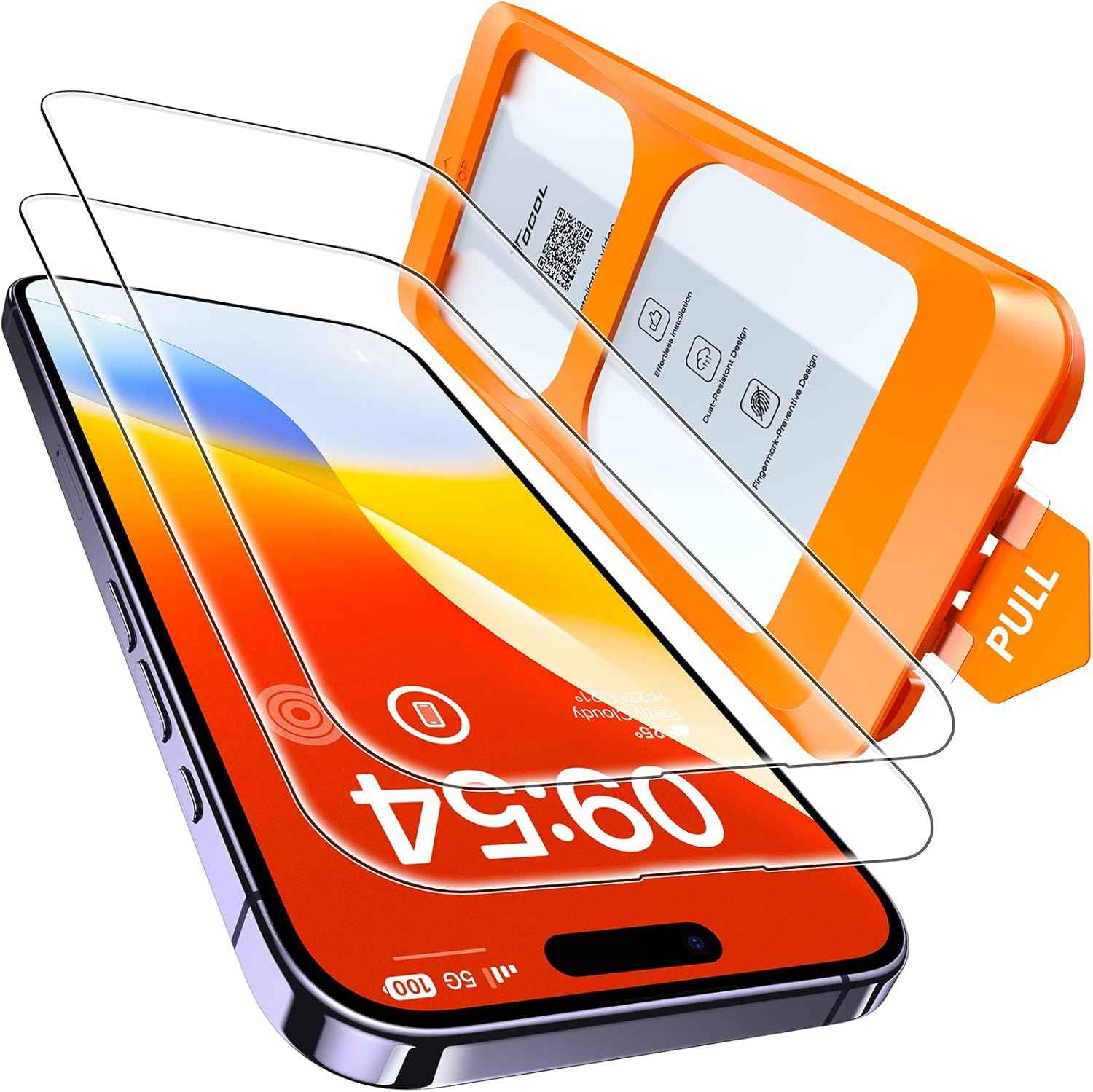 TOCOL for iPhone 17 Screen Protector 6.3 inch 9H Hardness Military Grade Shatterproof HD Tempered Glass for Full Coverage Protection 2 Pack