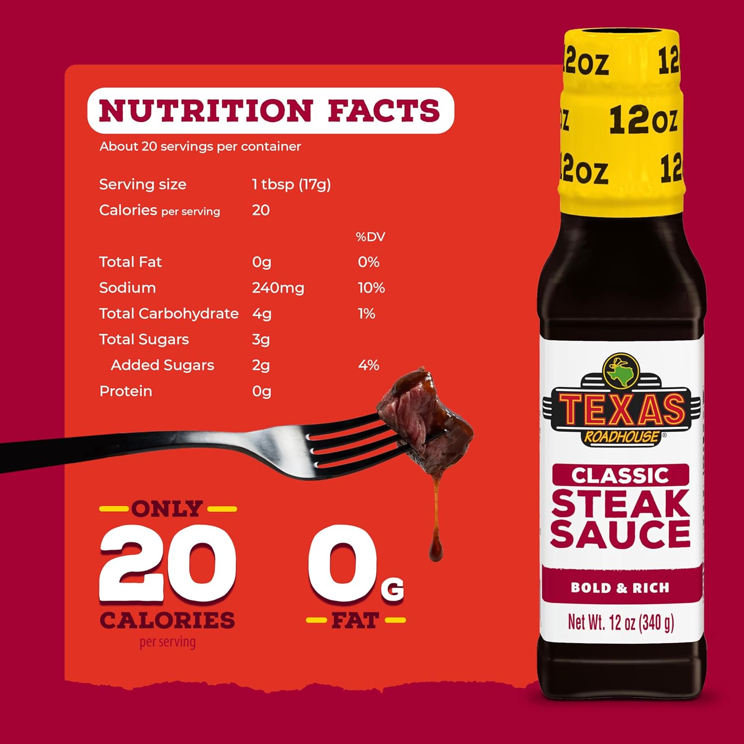 texas roadhouse classic steak sauce 12 oz bottle made with vinegar onion and garlic