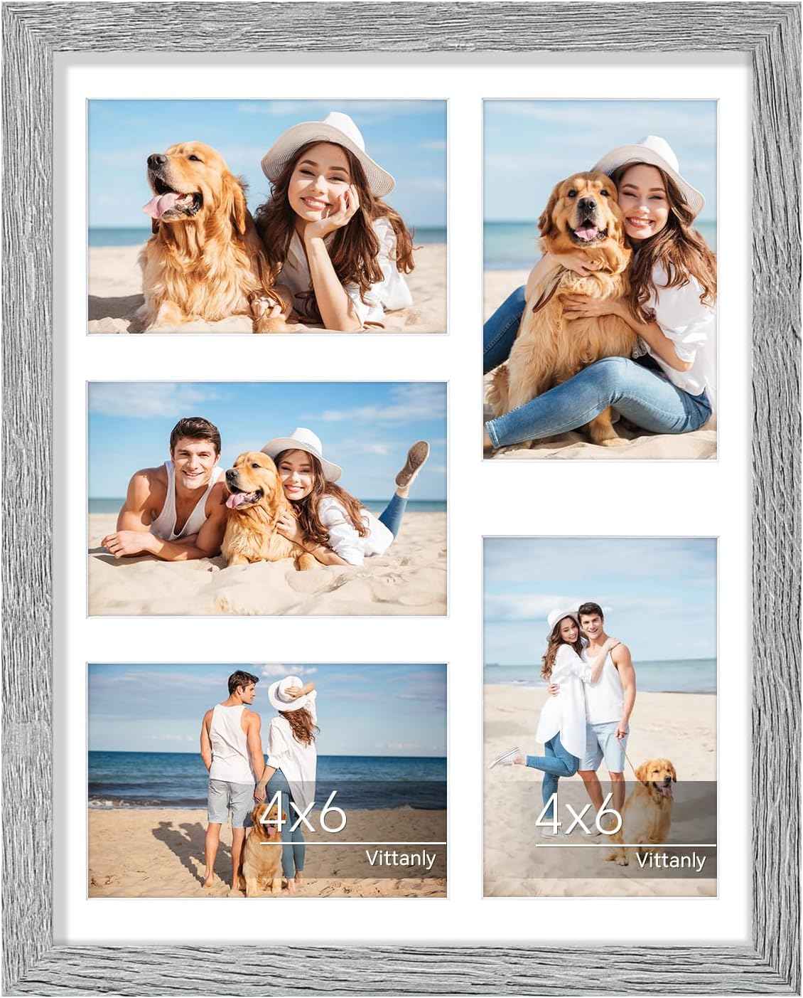 Vittanly 11x14 Collage Picture Frame, Displays 5Pcs 4x6 Pictures with Mat or 1Pcs 11x14 without Mat for Wall Mounting, Picture Frames Collage Wall Decor in Black, 1 Pack
