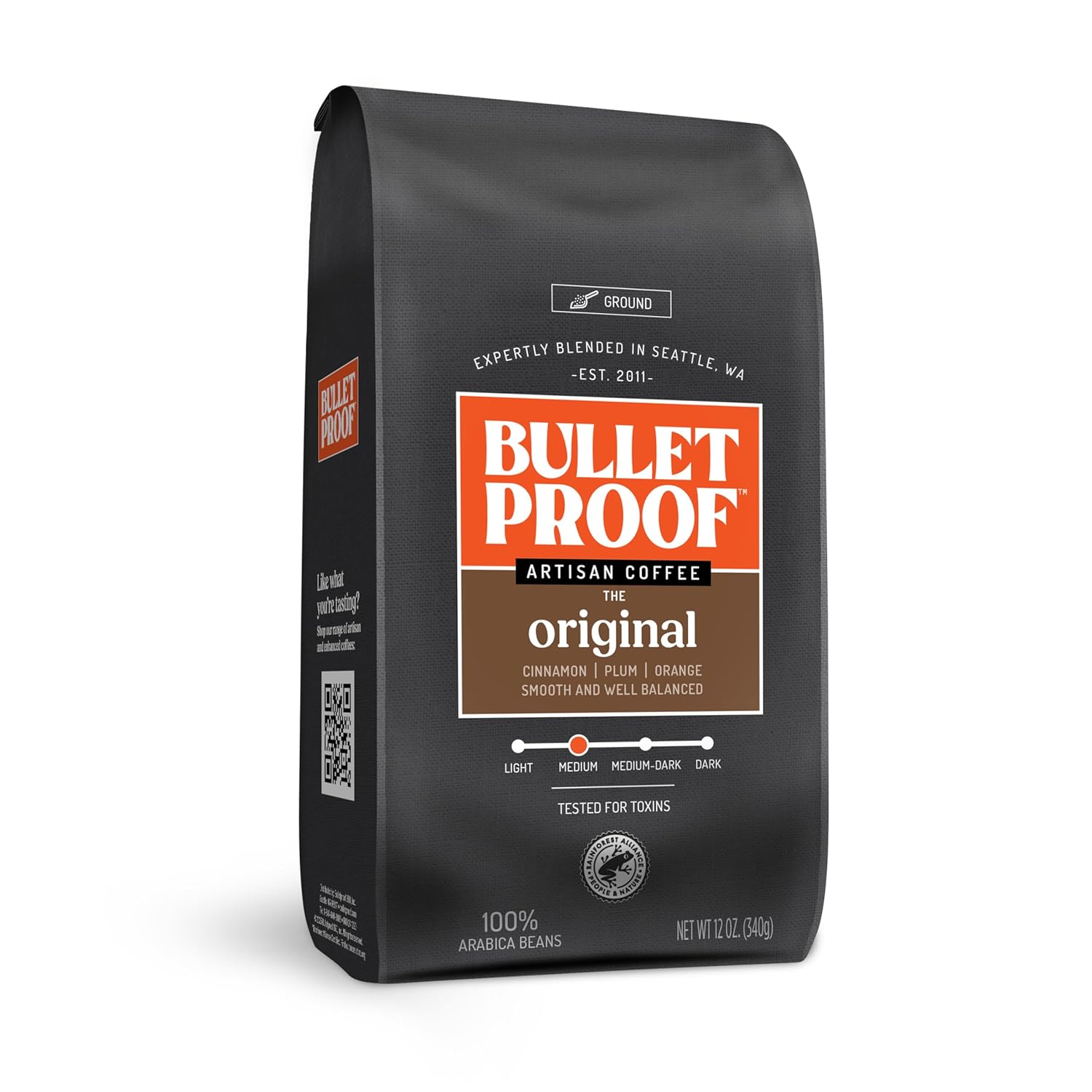 Bulletproof original medium roast 100% Arabica ground coffee 12 oz clean coffee tested