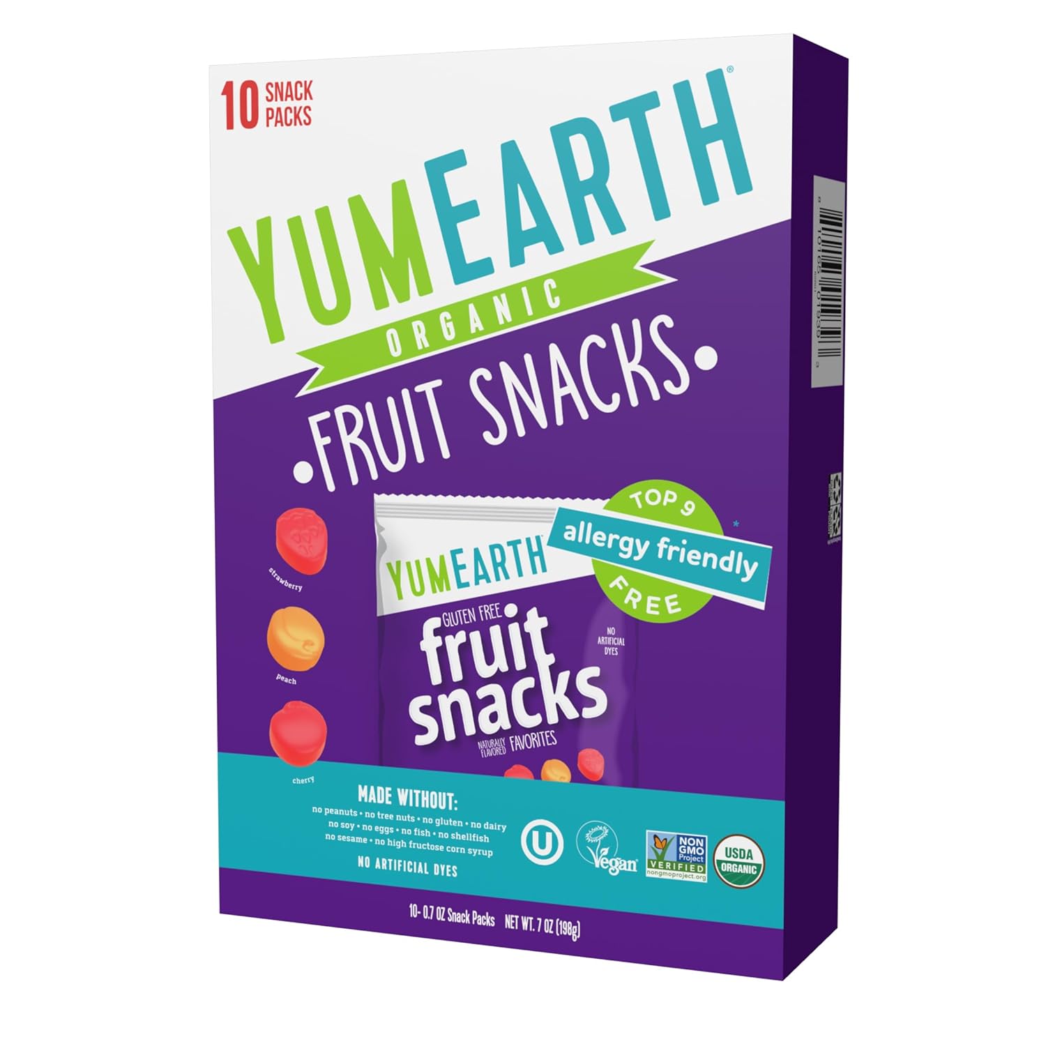 yumearth organic fruit snacks box, 0.7 ounce, pack of 10, 10 count