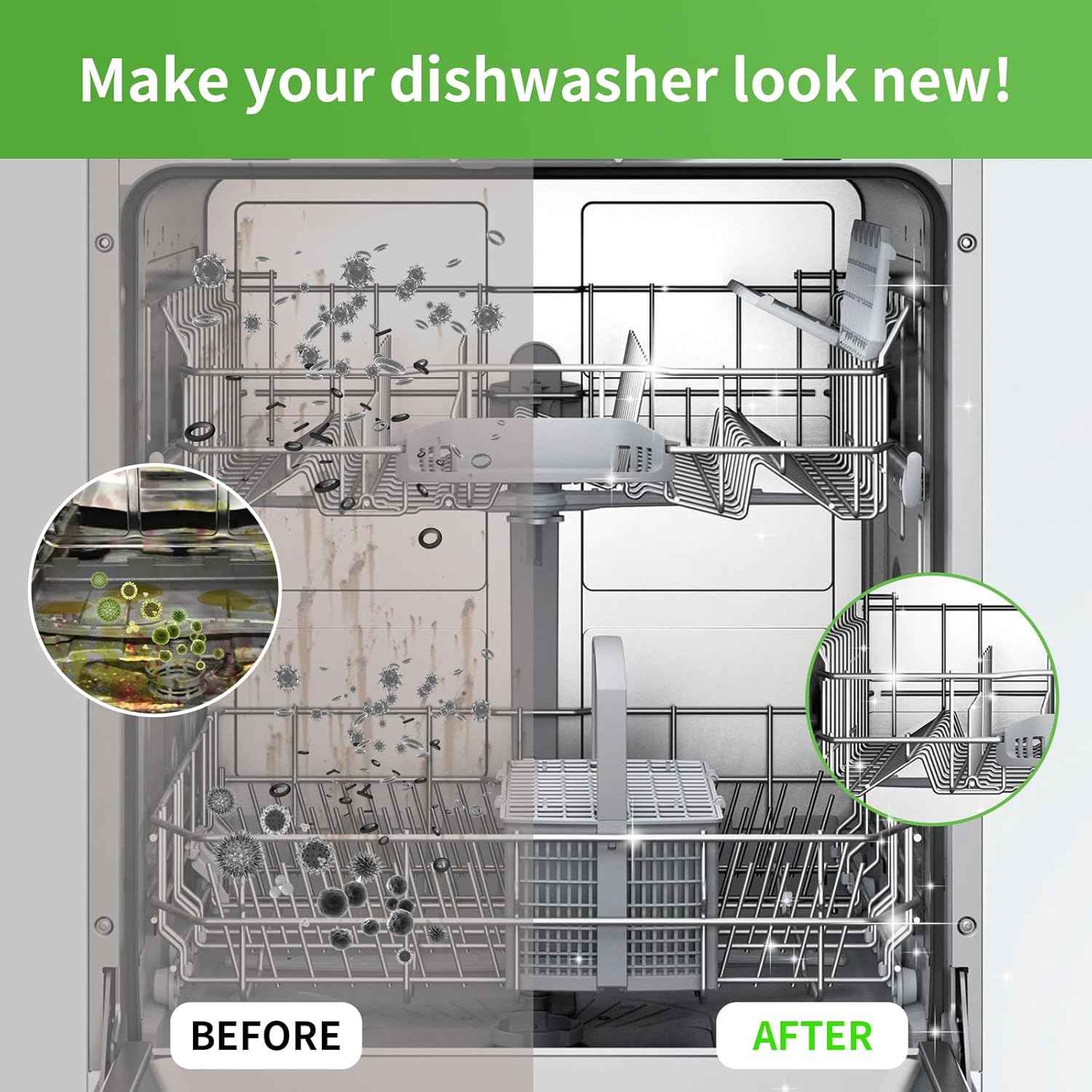 Dishwasher Cleaner and Deodorizer Tablets, 24 Pack - Helps Remove Limescale & Odor, Prevents Buildup in Pipes, Safe for All Dishwashers, Lemon Scent - 12 Month Supply