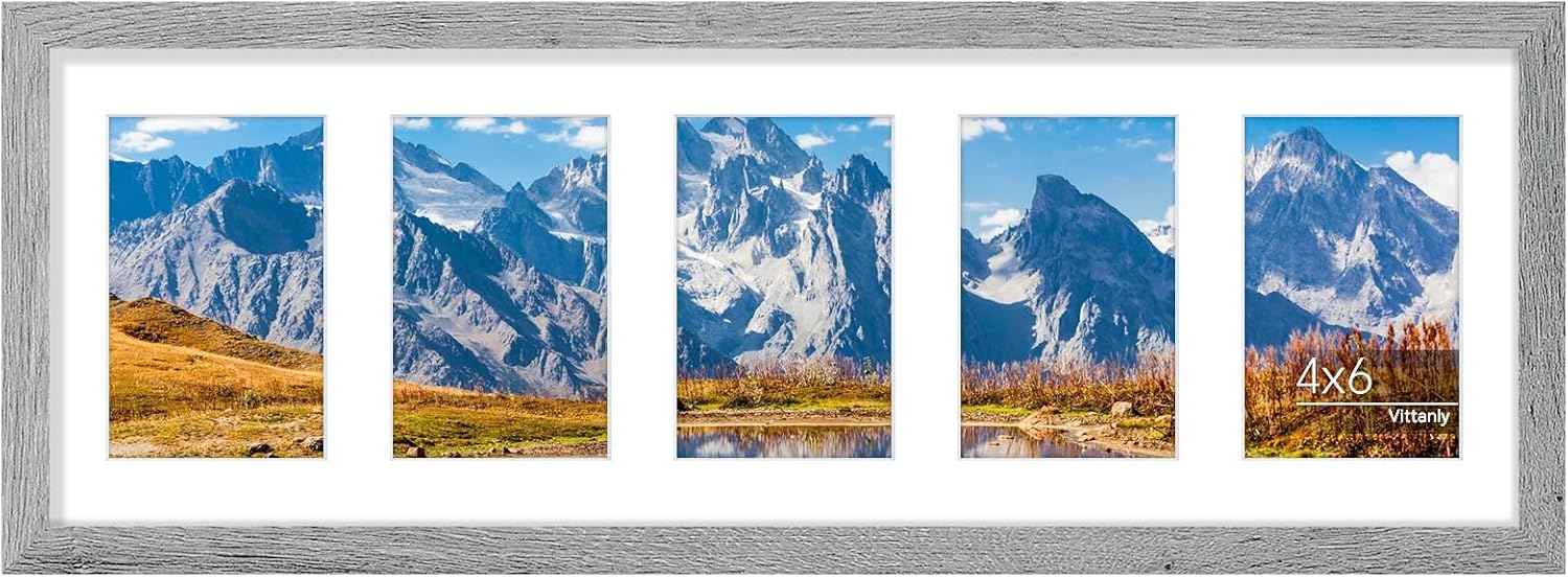 Vittanly 11x14 Collage Picture Frame, Displays 5Pcs 4x6 Pictures with Mat or 1Pcs 11x14 without Mat for Wall Mounting, Picture Frames Collage Wall Decor in Black, 1 Pack